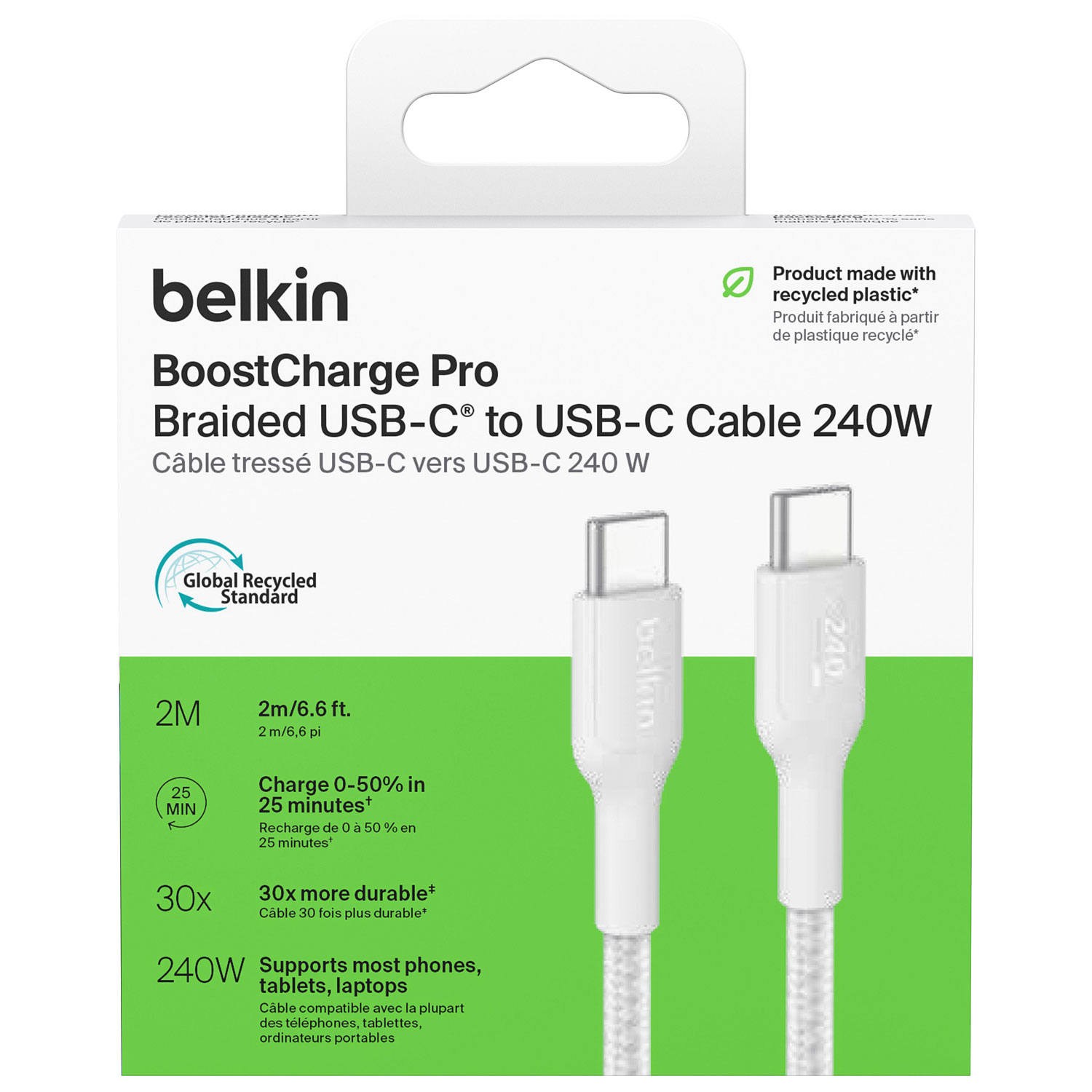 Belkin BoostCharge Pro 2m Braided USB-C Cable - White