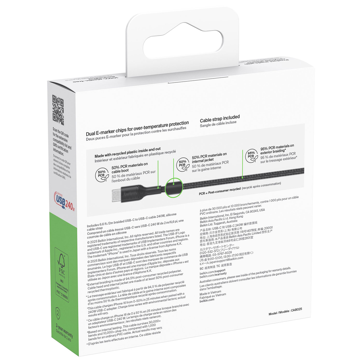 Belkin BoostCharge Pro 3m Braided USB-C Cable - Black