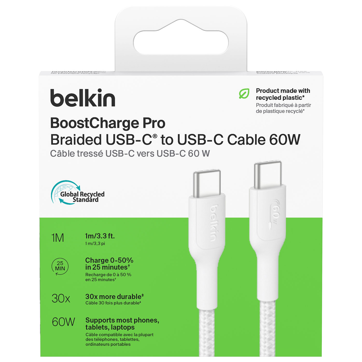 Belkin BoostCharge Pro 1m Braided USB-C Cable - White