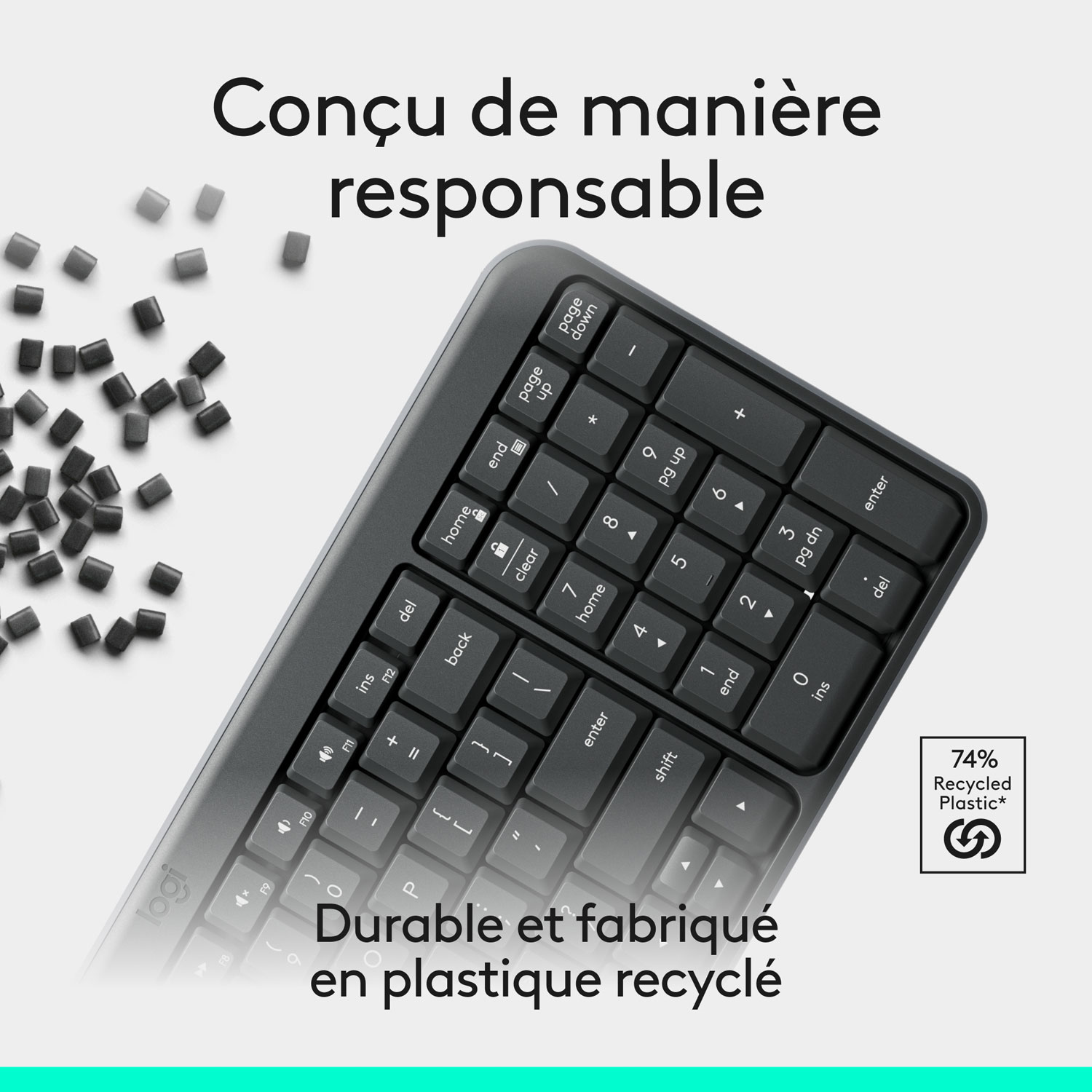 Clavier compact Bluetooth avec pavé numérique K250 de Logitech - Graphite - Anglais