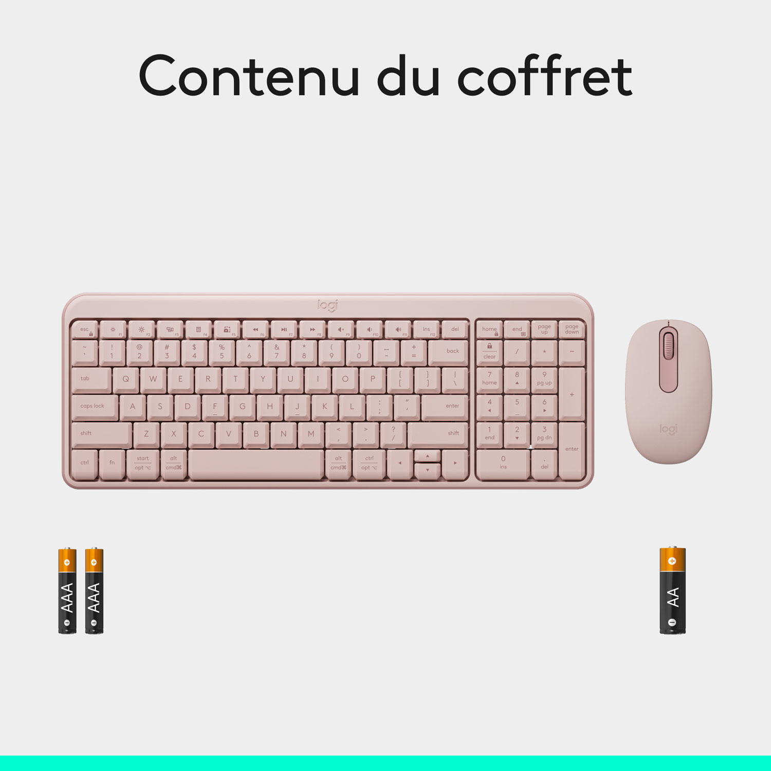 Ensemble clavier et souris sans fil MK250 de Logitech - Rose - Anglais