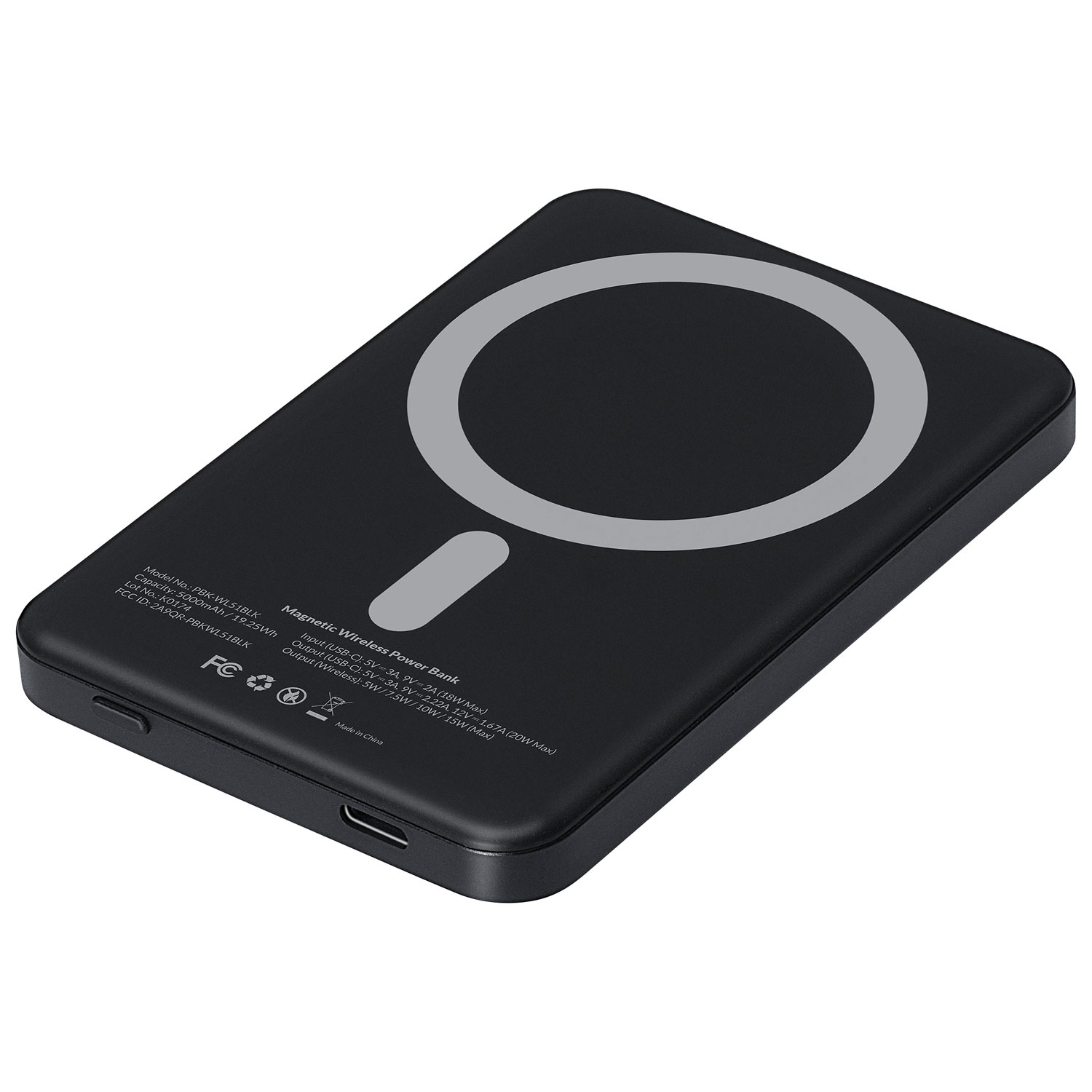 Kopplen 5000 mAh USB-C Power Bank with 15W Wireless Charger & Stand - Black