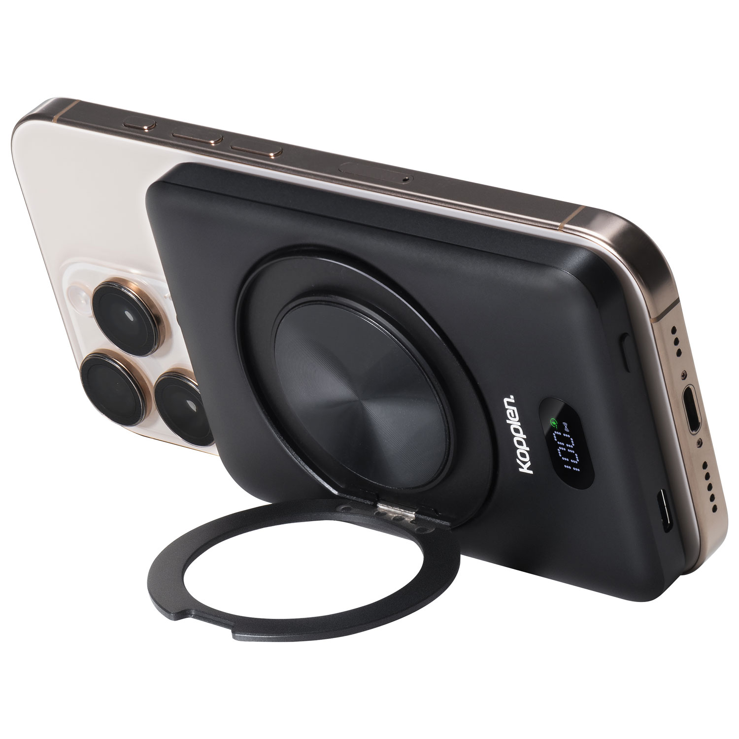 Kopplen 5000 mAh USB-C Power Bank with 15W Wireless Charger & Stand - Black