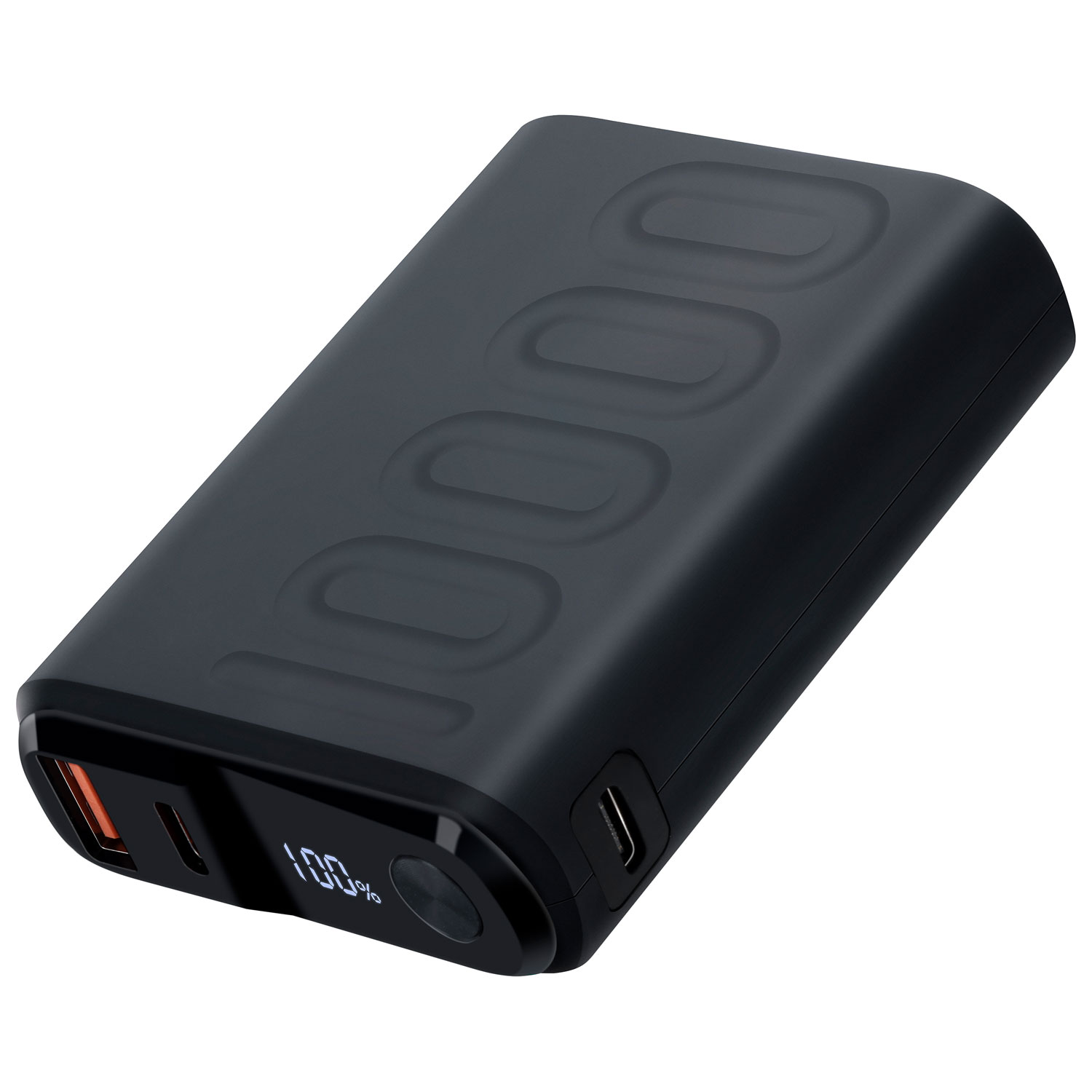 Chargeur portable compact double port USB-C/USB-A de Kopplen, 10000 mAh - Noir