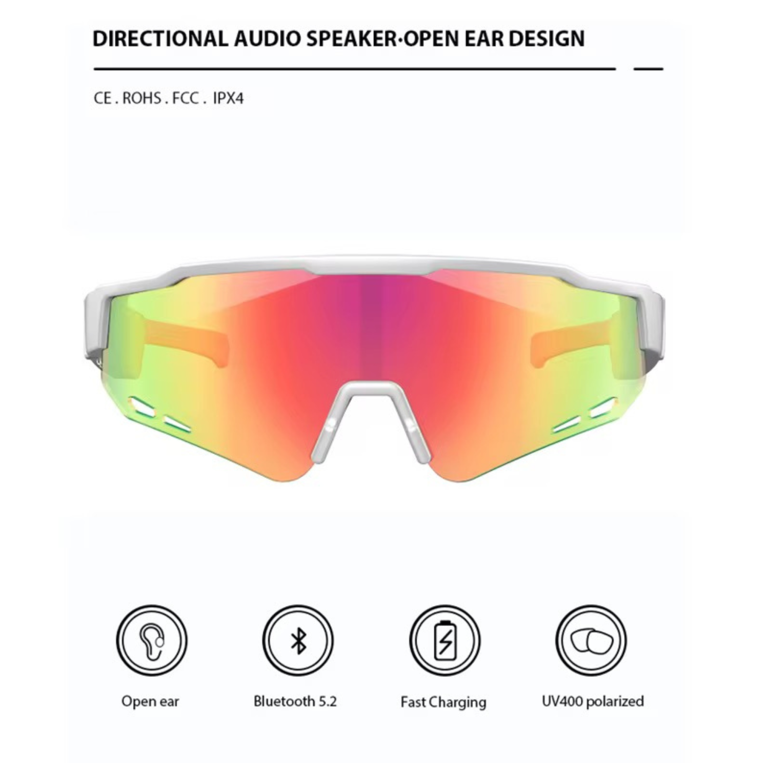 TUTT Bluetooth Smart Sunglasses For Cycling | AI Voice Assistance Call & Music | Dual Microphone | HD UV400 Protection | Anti Blue Ray | E18 +