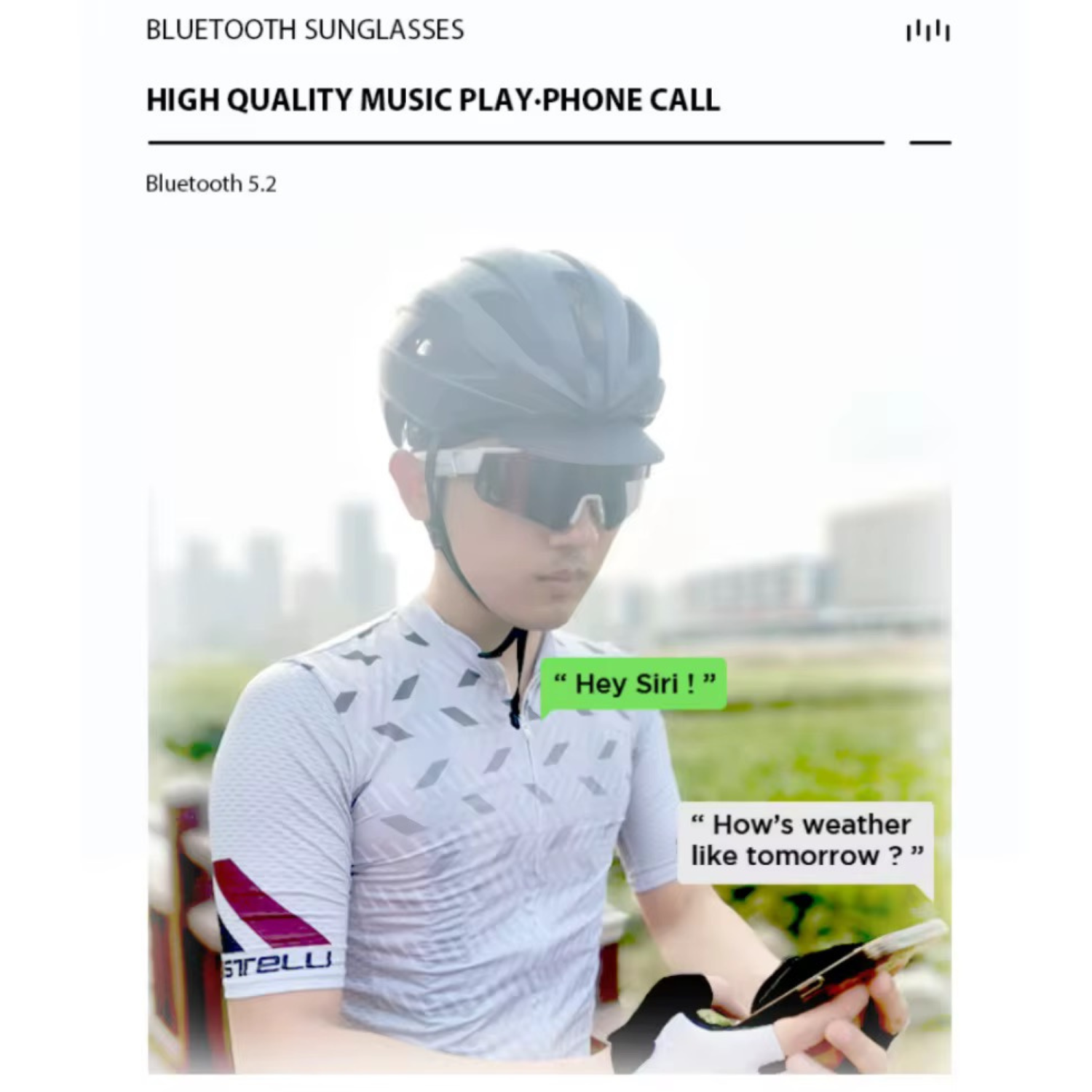 TUTT Bluetooth Smart Sunglasses For Cycling | AI Voice Assistance Call & Music | Dual Microphone | HD UV400 Protection | Anti Blue Ray | E18 +