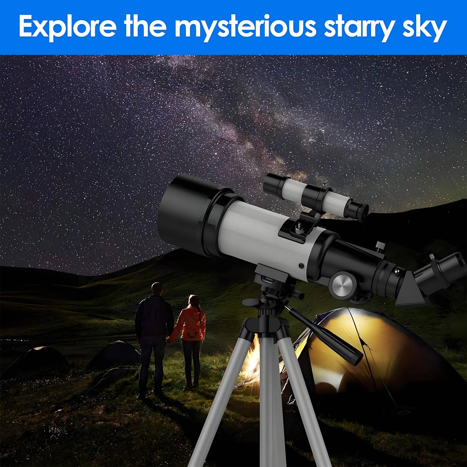Telescope,70mm Telescope Refracting with Phone Adapter for Adults,Astronomy Beginners,with Multilayer Broadband Coating,Adjustable Tripod and