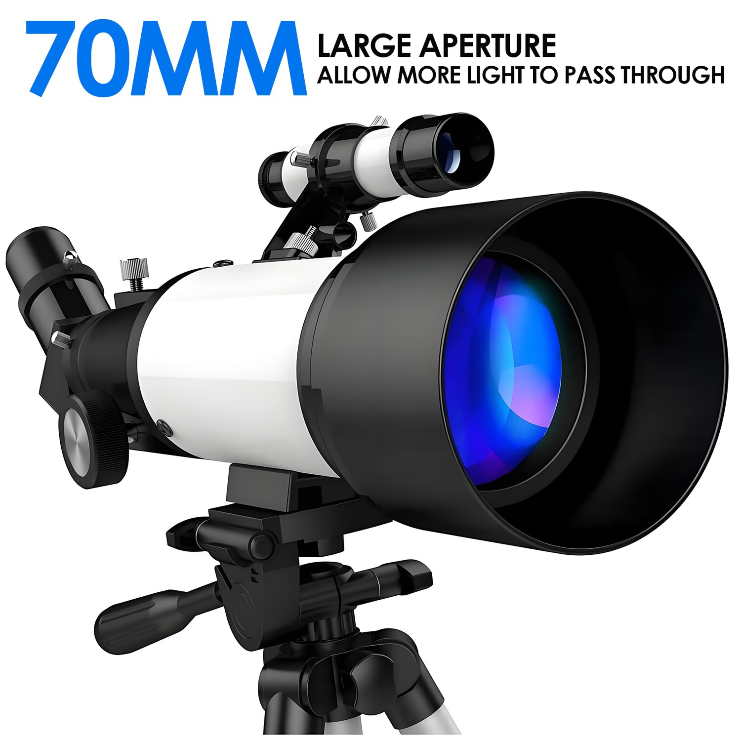 Telescope,70mm Telescope Refracting with Phone Adapter for Adults,Astronomy Beginners,with Multilayer Broadband Coating,Adjustable Tripod and