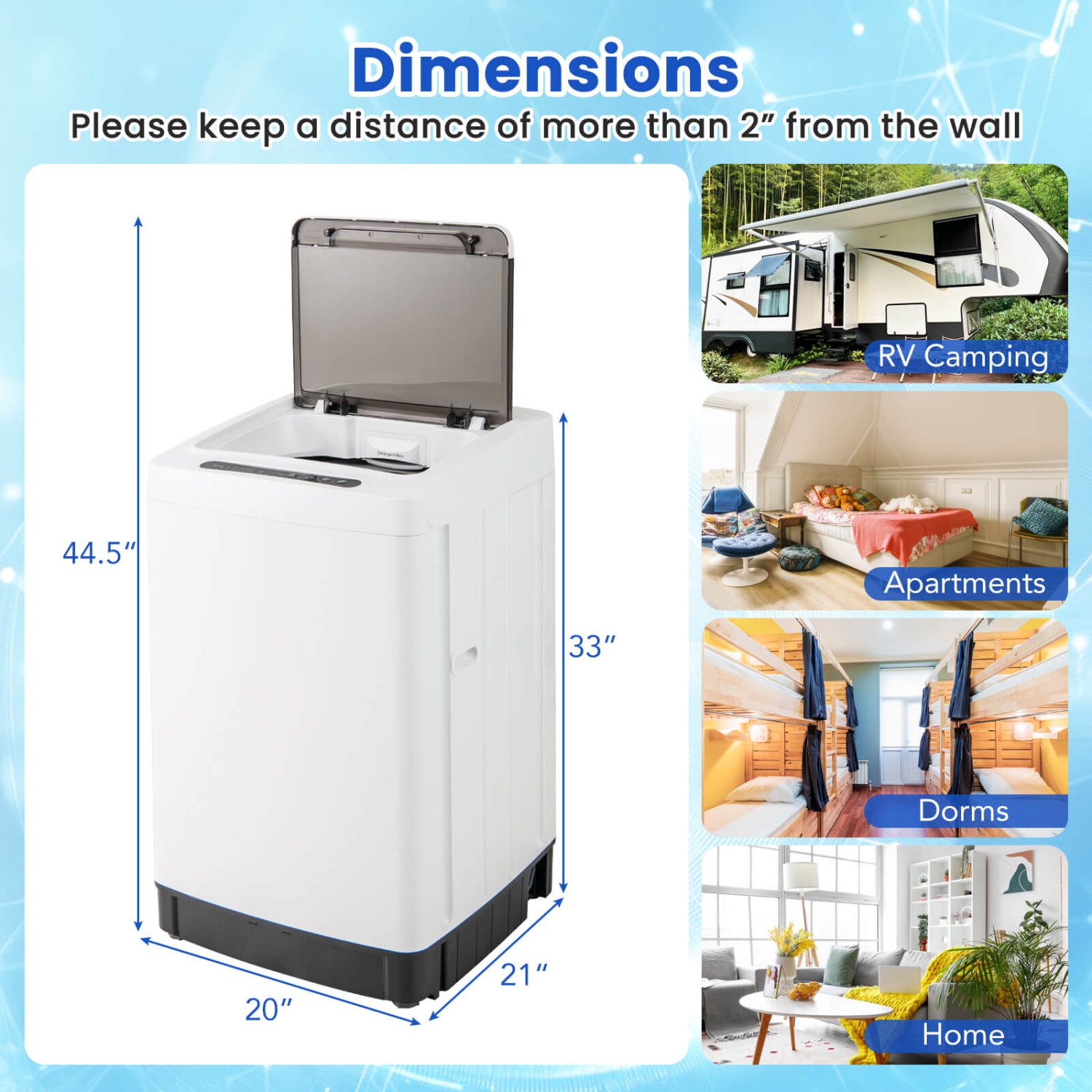 Laveuse portative de Costway Laveuse entièrement automatique de 11 LB avec 8 modes de lavage Blanc/Gris