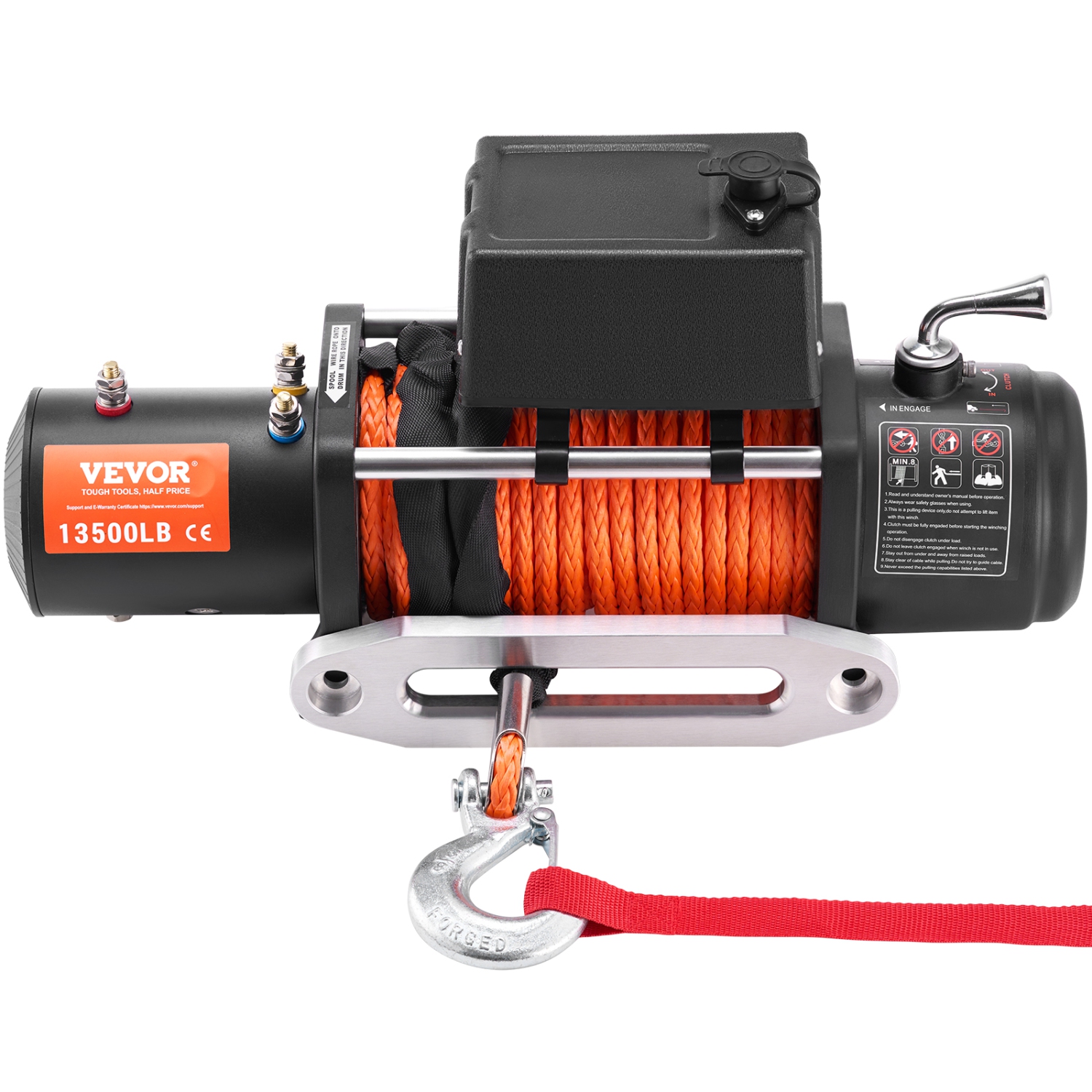 VEVOR 13,500 lb Electric Winch, 12V DC Truck Winch with 桅3/8 in x 80 ft Synthetic Rope Aluminum Fairlead Wireless & Wired Remote Control, IP55