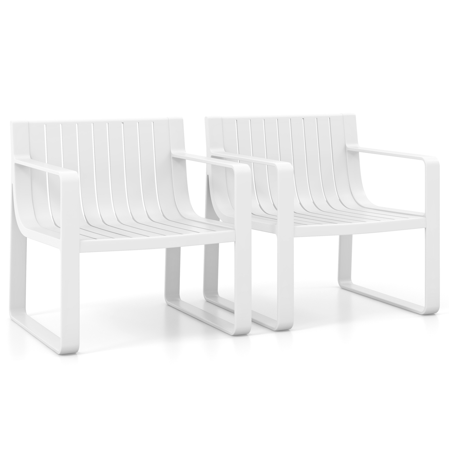 Ensemble de fauteuils de patio 2/4 en plastique résistant aux intempéries, blanc