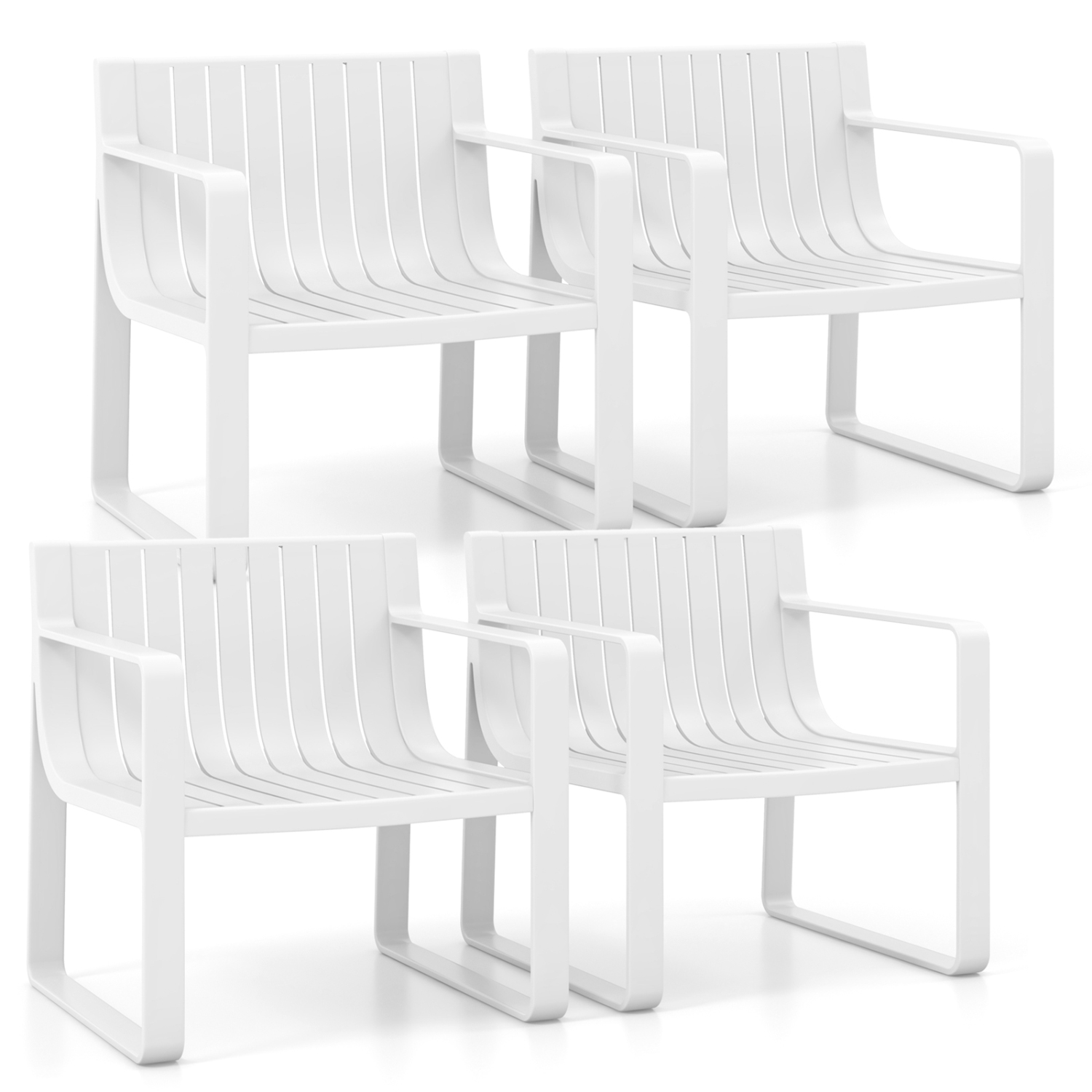 Ensemble de fauteuils de patio 2/4 en plastique résistant aux intempéries, blanc