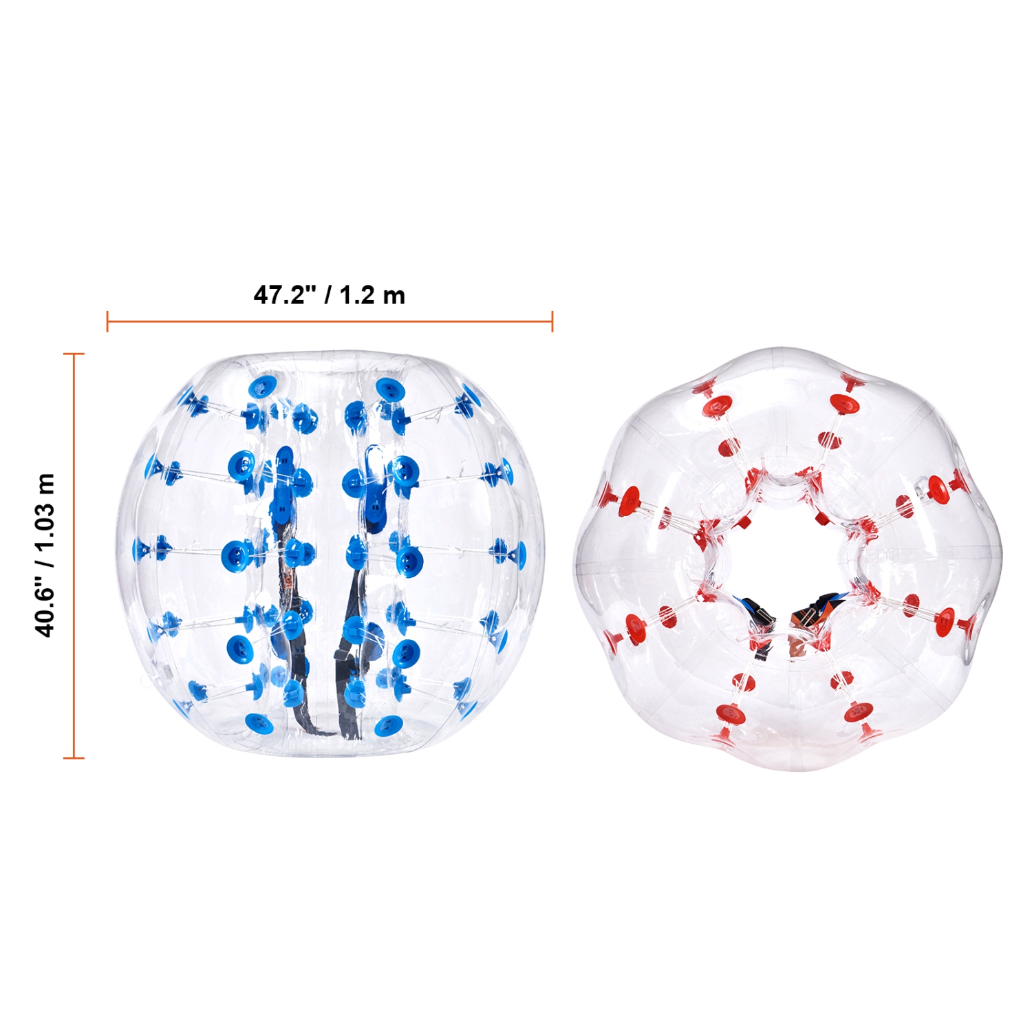 VEVOR 2-Pack Inflatable Bumper Balls, 4FT/1.2M Body Sumo Zorb Balls for Teen & Adult, 0.8mm Thick PVC Human Hamster Bubble Balls for Outdoor Team