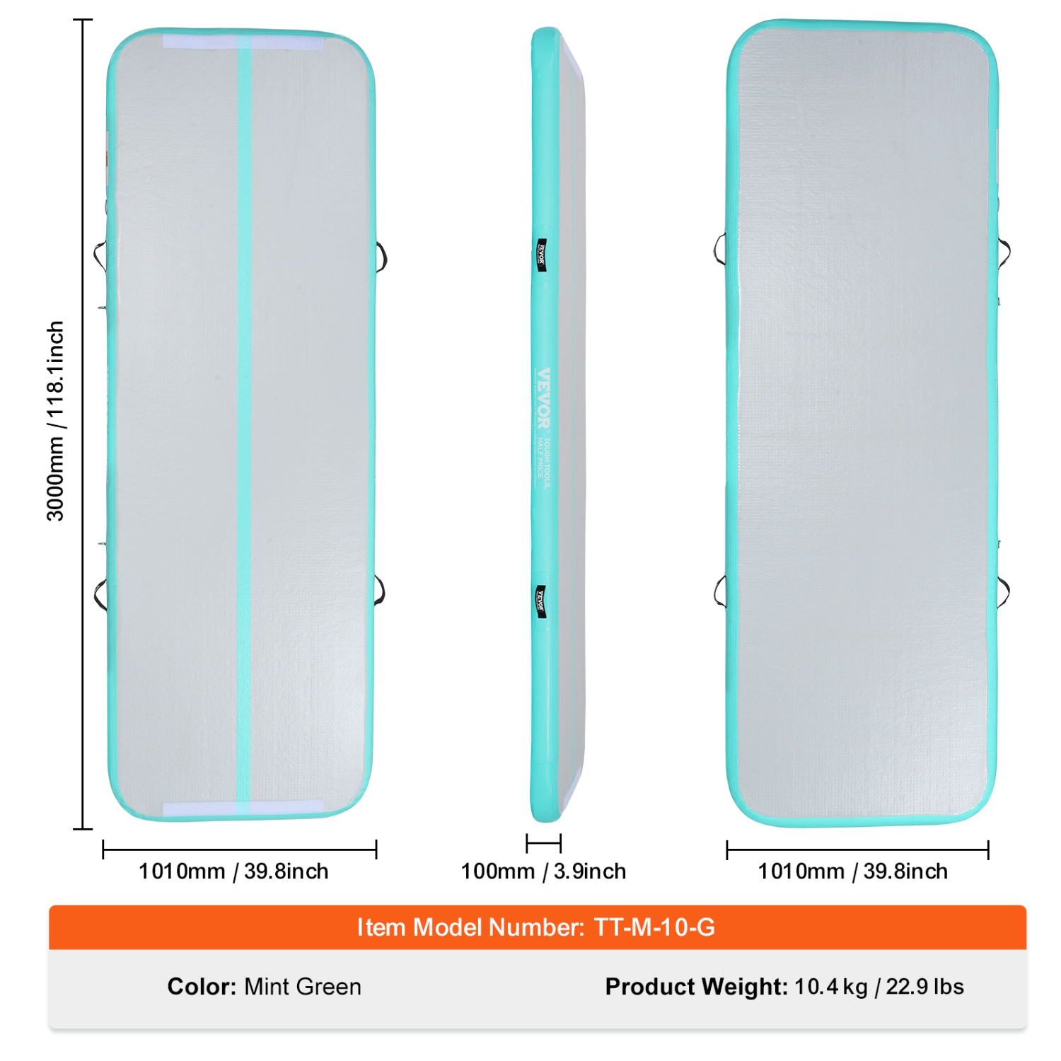 VEVOR 4 inch Thickness Gymnastics Air Mat, Inflatable Gymnastics Tumbling Mat, Tumble Track with Electric Pump, Training Mats for Home