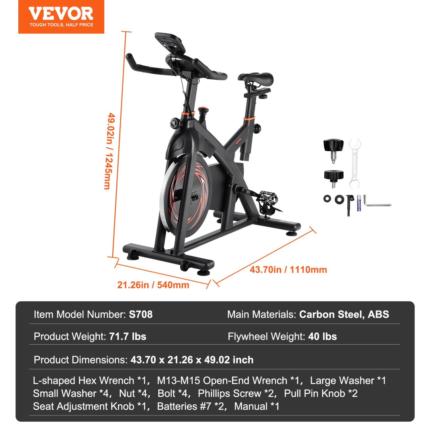 VEVOR Exercise Bike, Adjustable Magnetic Resistance Stationary Bike, Indoor Cycling Bike for Home Cardio, Workout Bike with Silent Belt Drive,