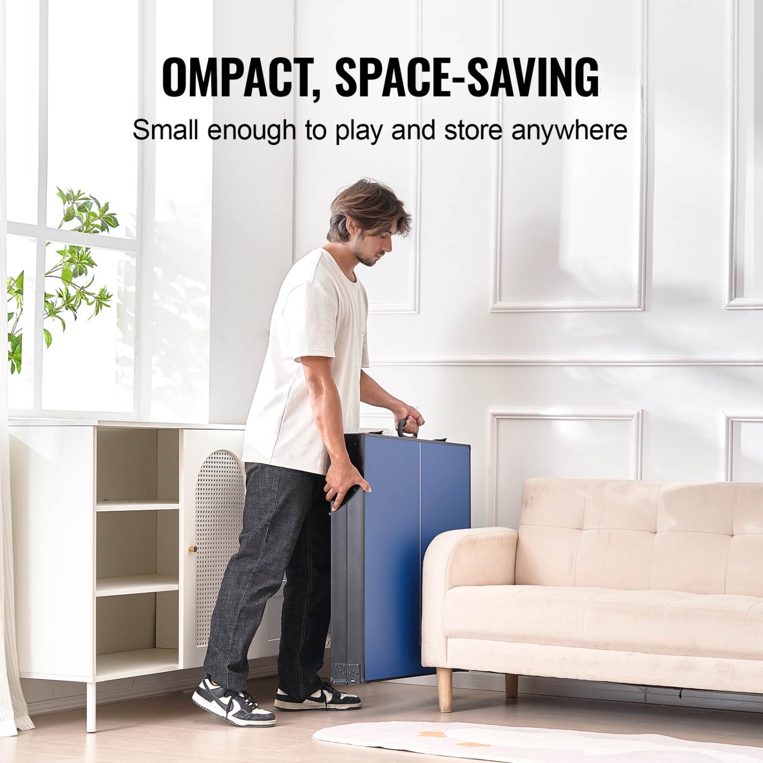 VEVOR 3 Balls Ping Pong Table, Mid-Size Table Tennis Game, Indoor MDF Table Tennis Table, Foldable Portable Complete Ping Pong Table Set with Net, 2