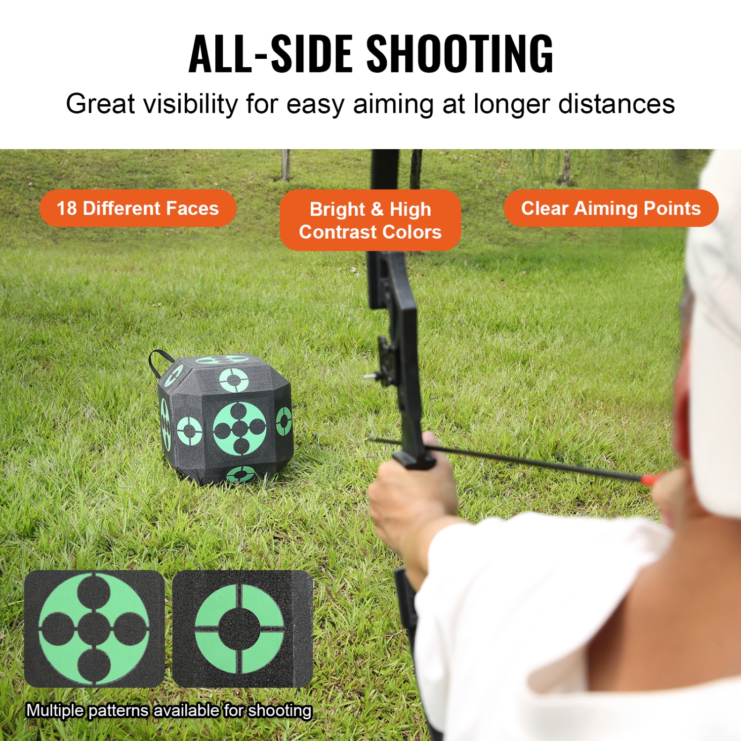 VEVOR 15"x15" Archery Target, All-side Shotting Archery Arrow Target, Outdoor Portable Archery Target with Carry Handle, Easy Arrow Removal, Great