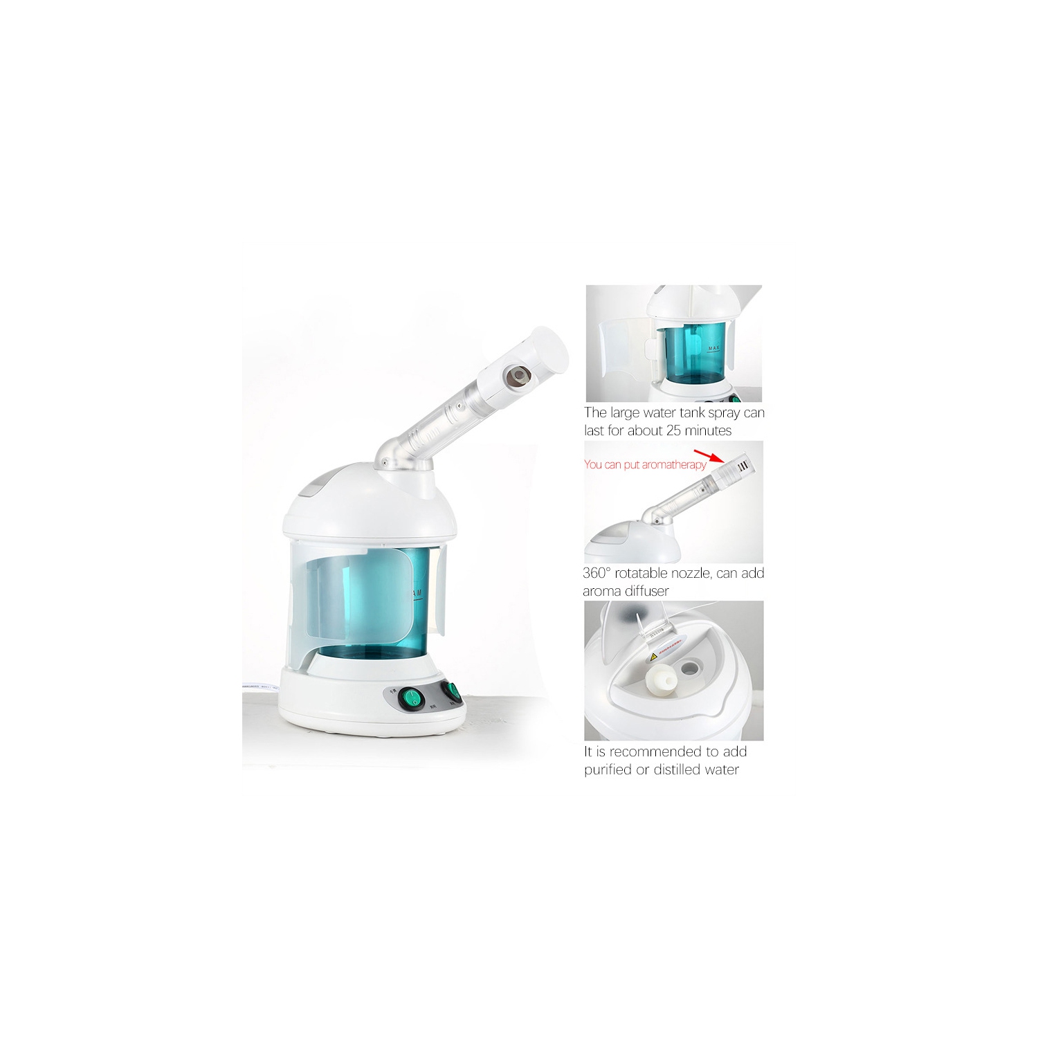 Facial Steamer, Nano Ionic Face Steamer , Portable Facial Steamer with 360°Rotatable Sprayer For Facial Deep Cleaning Home Facial Spa