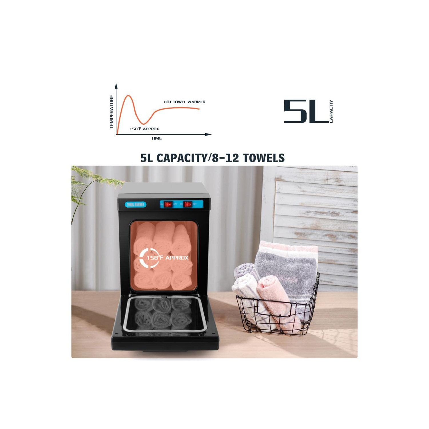 Chauffe-serviette, chauffe-serviette UV 5&nbsp;L Chauffe-serviette pour le bain chaud Utilisation idéale pour le spa du visage, la beauté des