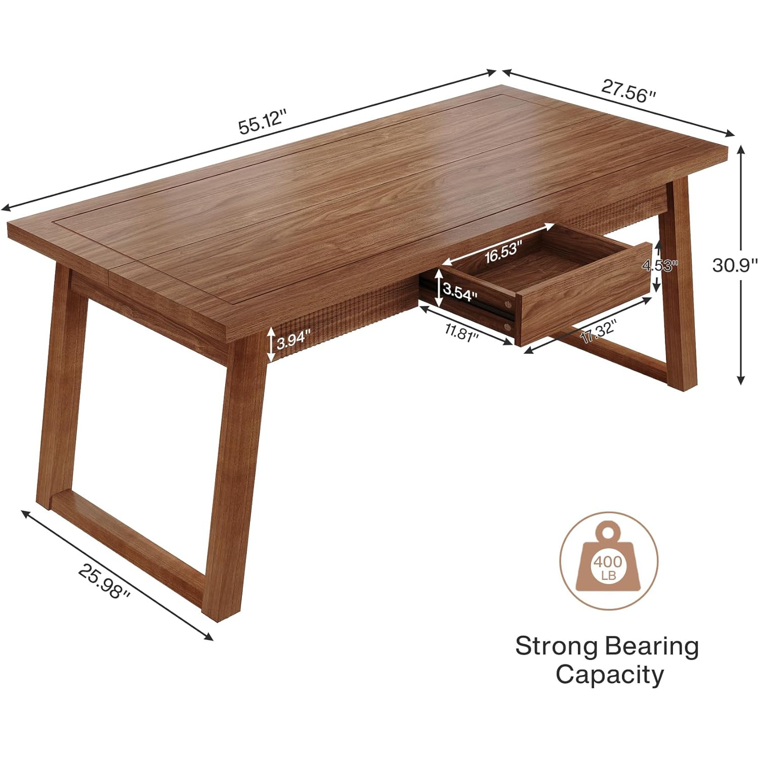 Tribesigns 55-Inch Dining Table with Storage Drawer for Dining Room, Rectangular Dinner Kitchen Table