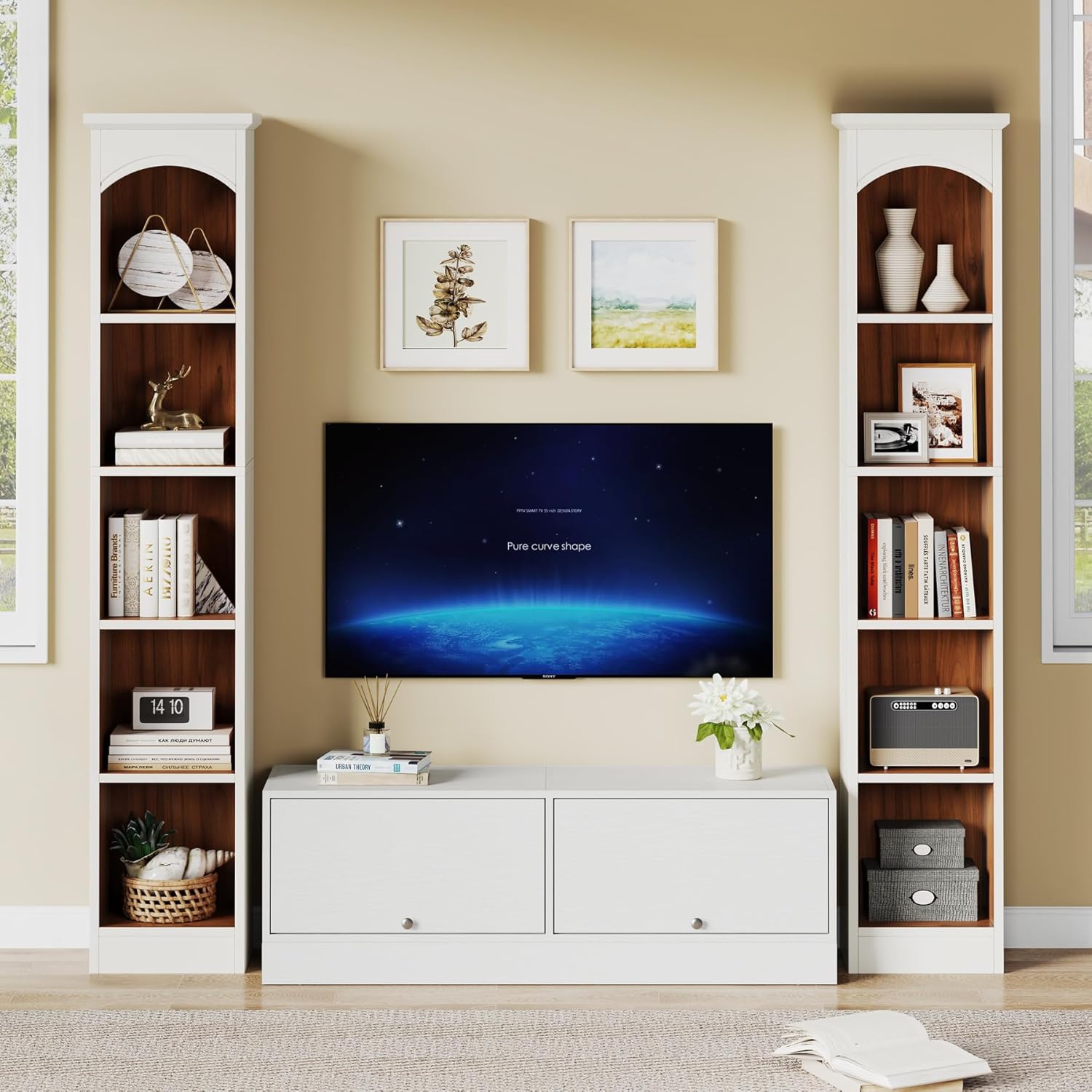 Tribesigns 70.9-Inch Tall Narrow Bookcase, 5-Tier Cube Bookshelf with Storage, Modern Slim Corner Display Shelves