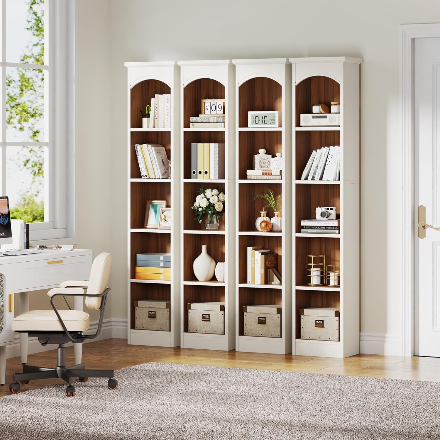 Tribesigns 70.9-Inch Tall Narrow Bookcase, 5-Tier Cube Bookshelf with Storage, Modern Slim Corner Display Shelves