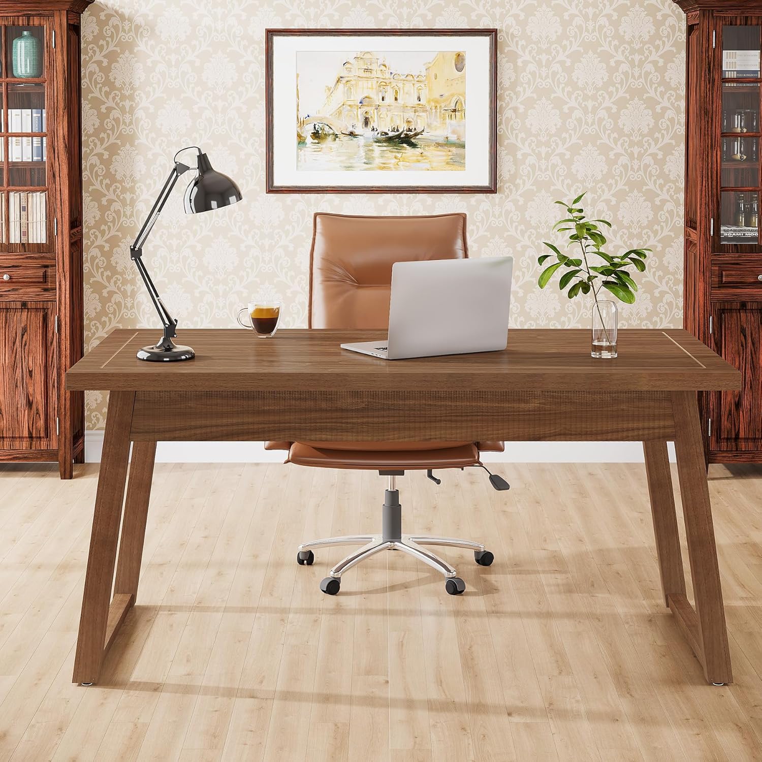 Tribesigns Home Office Executive Desk: 55 Inches Wooden Computer Desk with Drawer, Writing Table