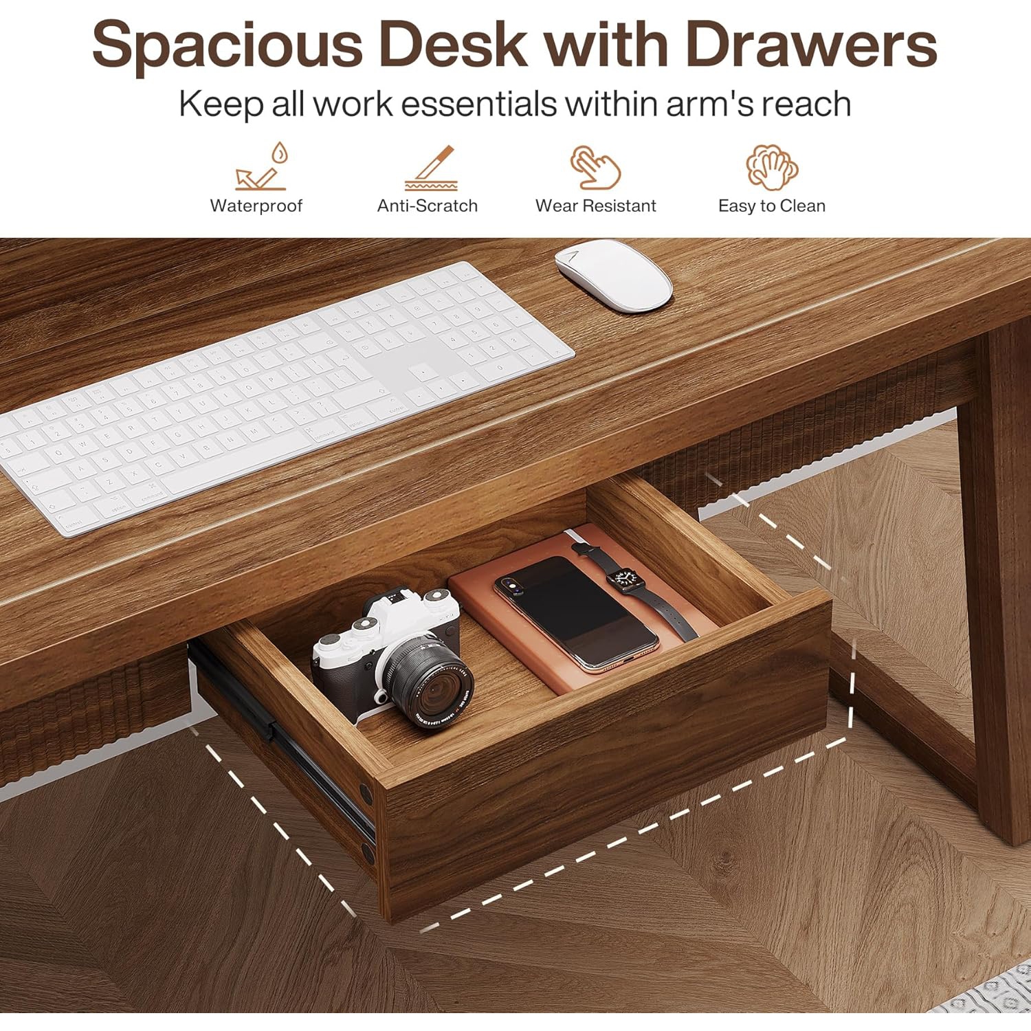 Tribesigns Home Office Executive Desk: 55 Inches Wooden Computer Desk with Drawer, Writing Table