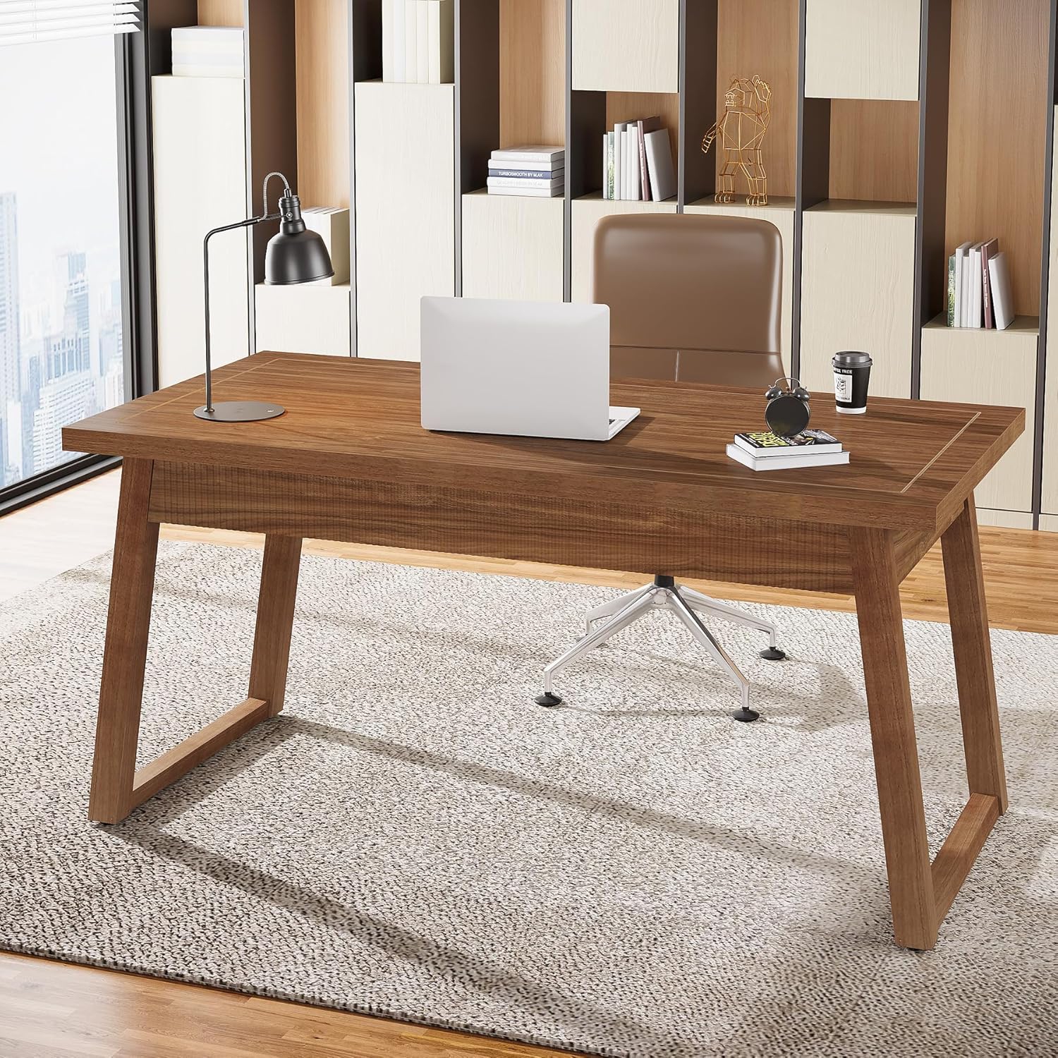 Tribesigns Home Office Executive Desk: 55 Inches Wooden Computer Desk with Drawer, Writing Table