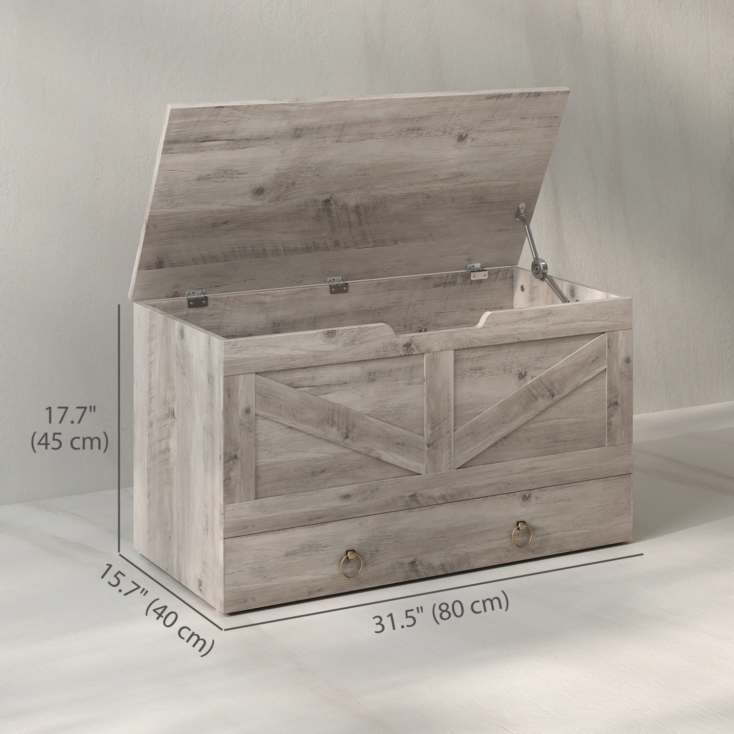 HoMCOM – Commode de rangement avec tiroirs, banc de rangement avec 2 charnières de sécurité et découpe en U pour salon et entrée, 31,5 po x