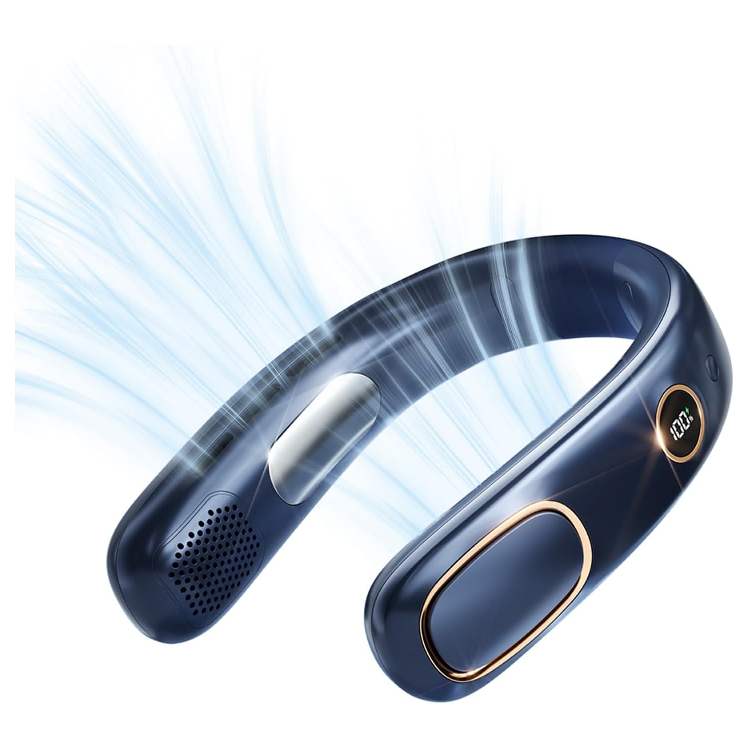 Portable Neck Fan Air Conditioner Cooling Neck Cooler Wearable Fan Wrap Neck Rechargeable Blow Cool Gift Men and Women Travel Essentials N55 Dark Blue