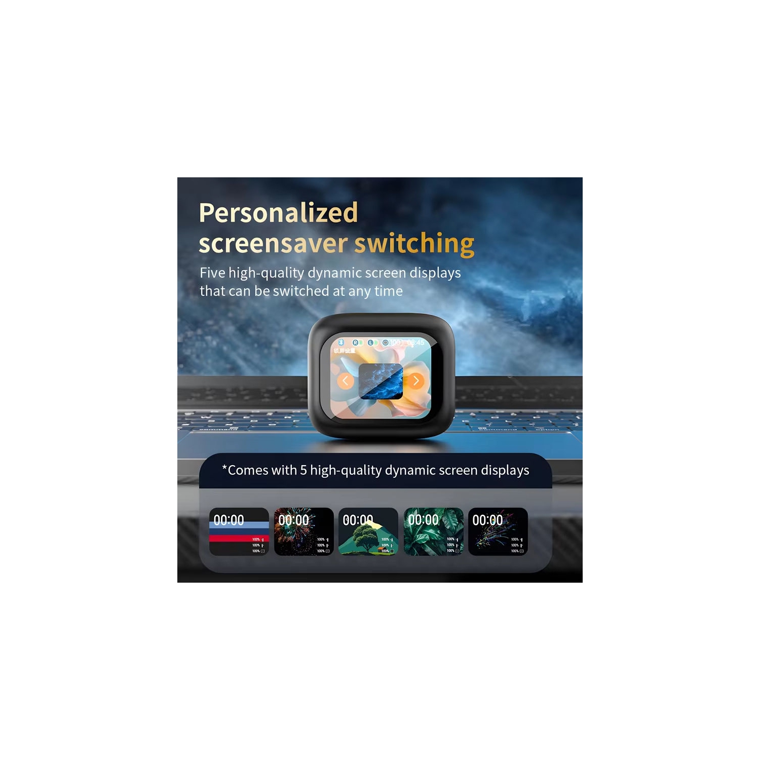 Casque d'écoute LX10 à écran tactile, Bluetooth à suppression du bruit Music LED Display Smart Touch, noir