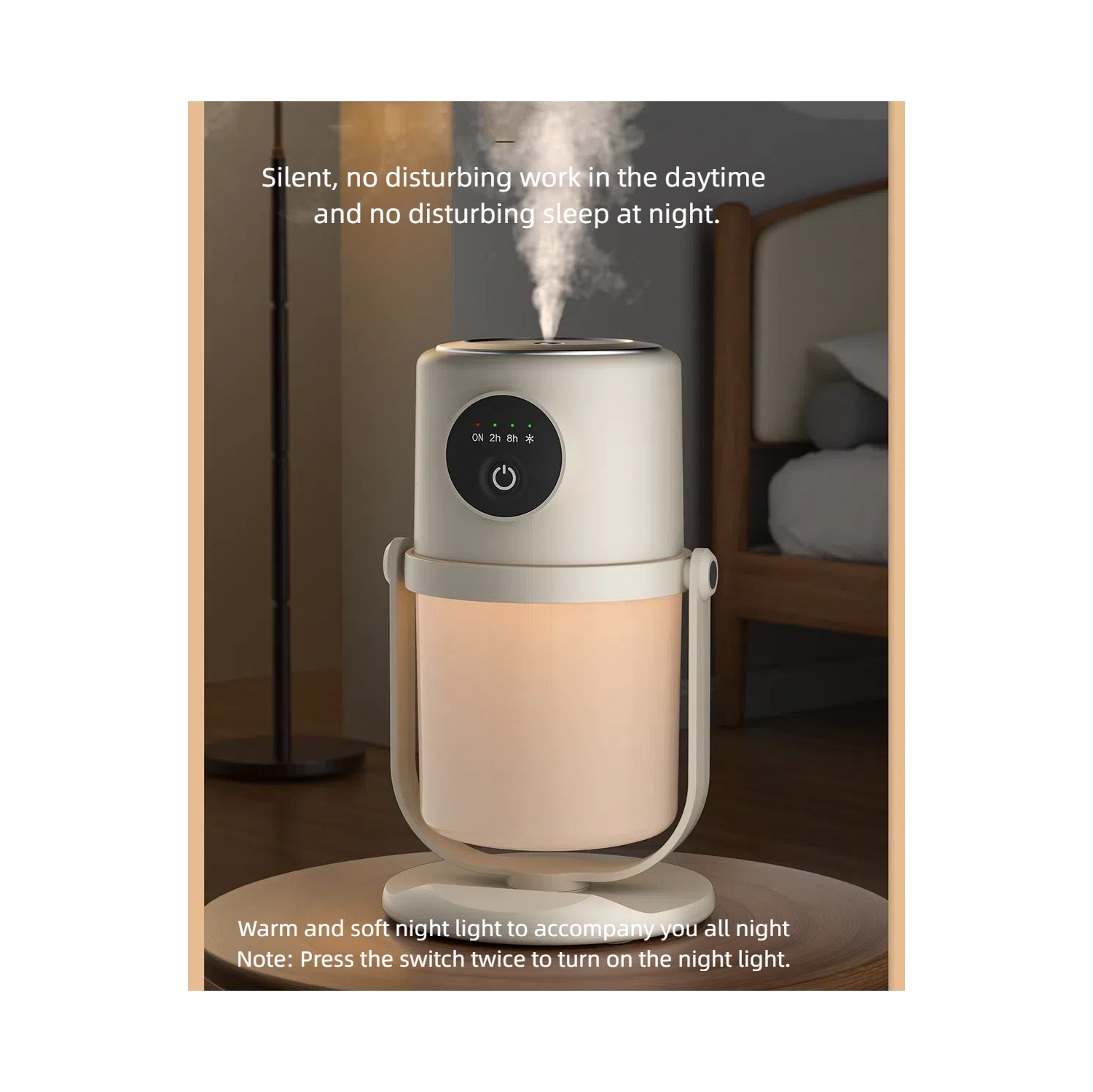 New humidifier, smart home large capacity atomizer, USB silent night light small air purifier humidifier, portable small humidifier, white
