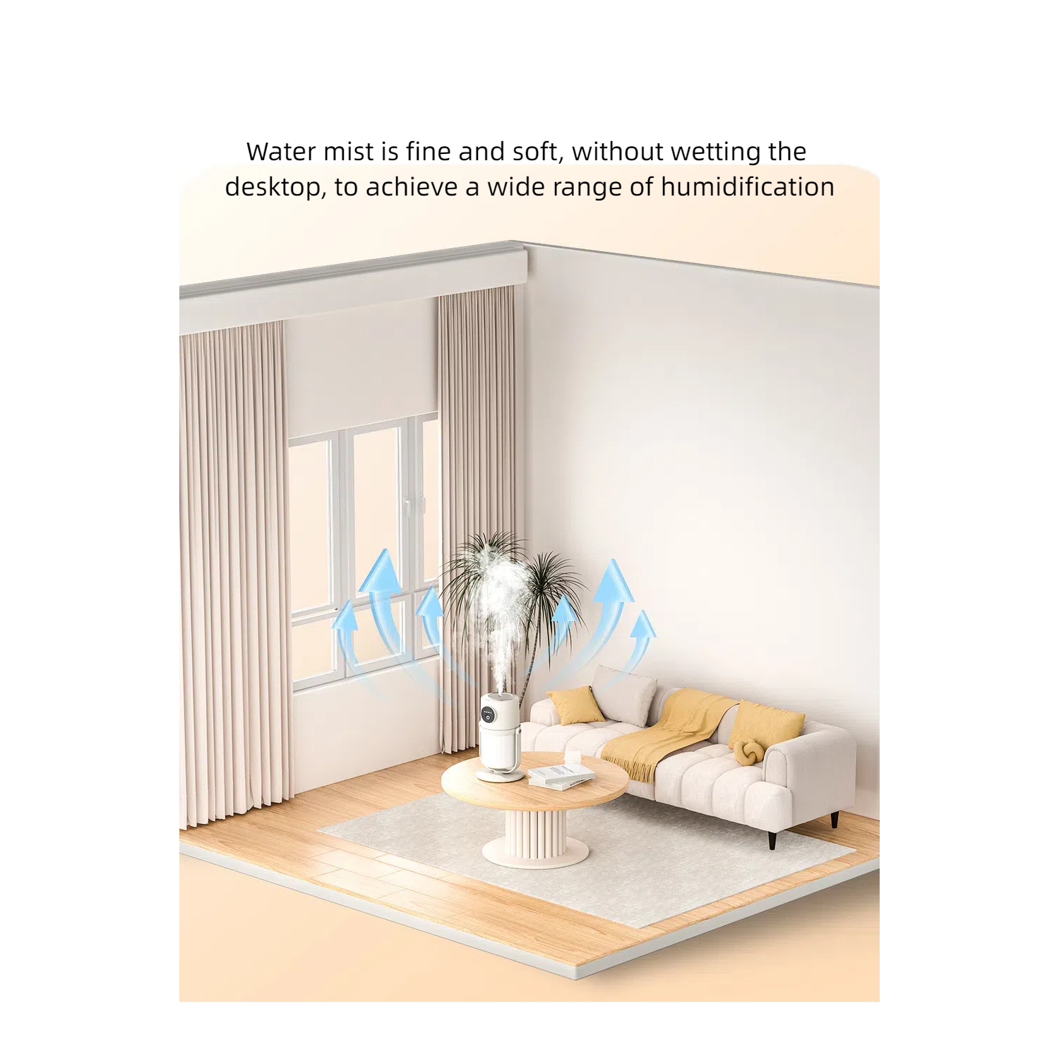 New humidifier, smart home large capacity atomizer, USB silent night light small air purifier humidifier, portable small humidifier, white