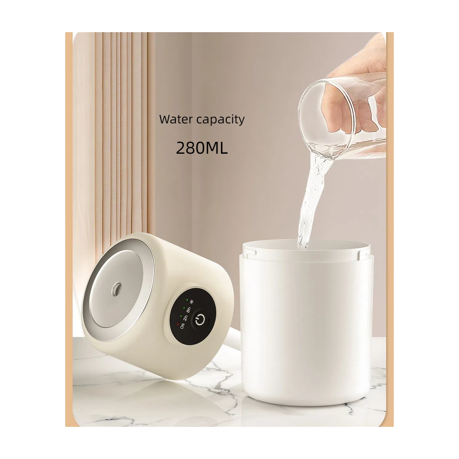 New humidifier, smart home large capacity atomizer, USB silent night light small air purifier humidifier, portable small humidifier, white