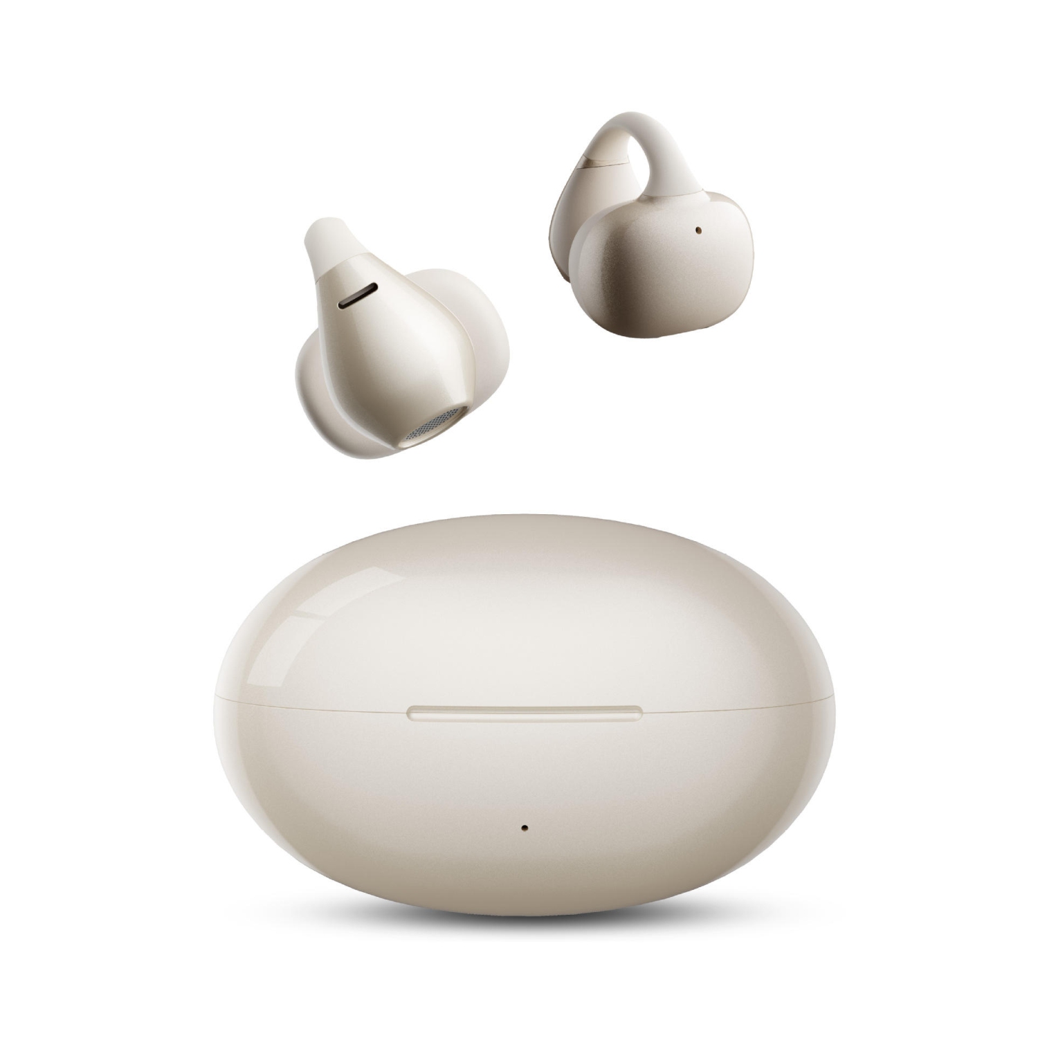 Nouveau casque Bluetooth, écouteurs sport S6 à pince, casque Bluetooth sans fil de grande valeur, réduction du bruit, blanc ivoire