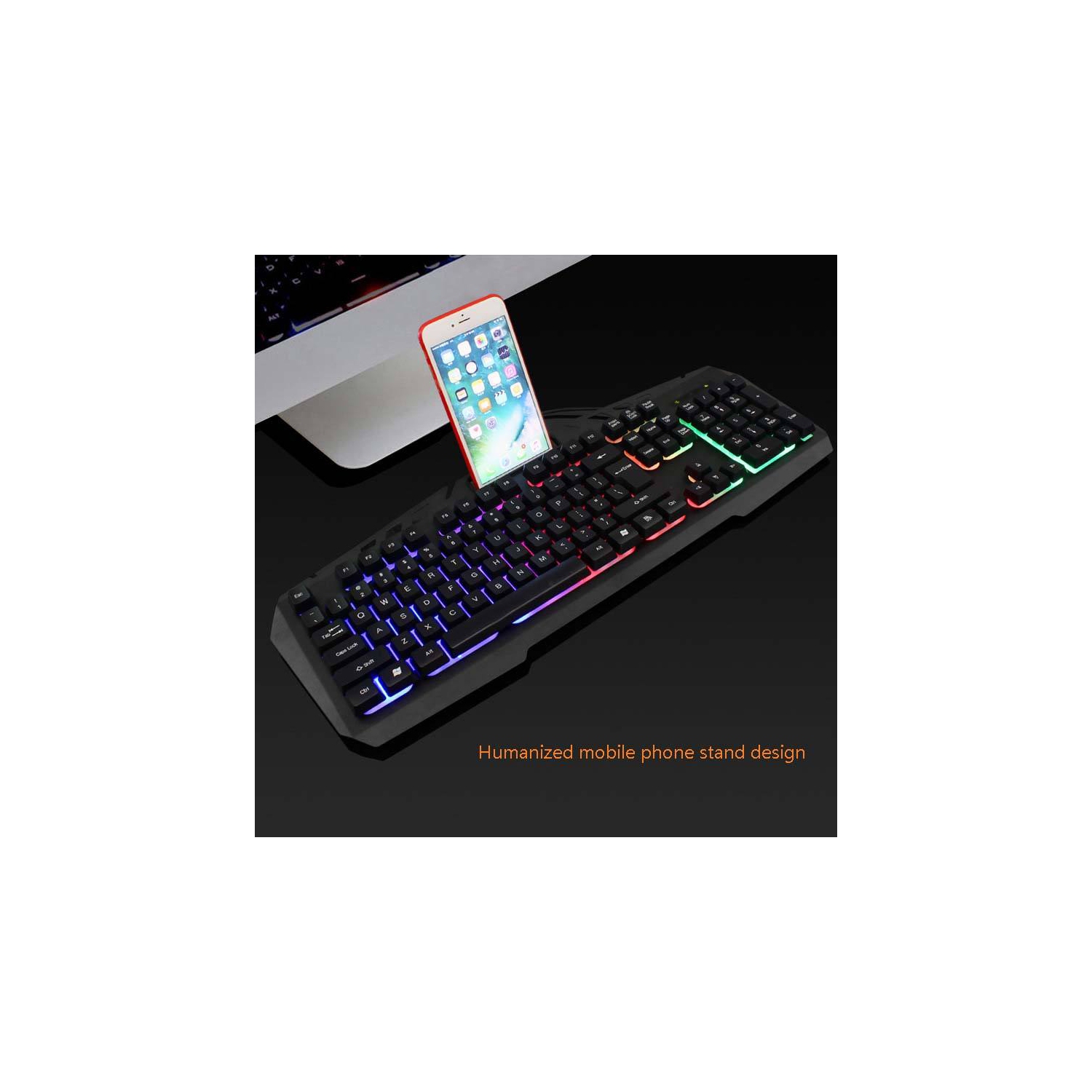 Colorful backlit gaming keyboard waterproof, gold panel competitive internet cafe exclusive computer USB wired mechanical keyboard, black