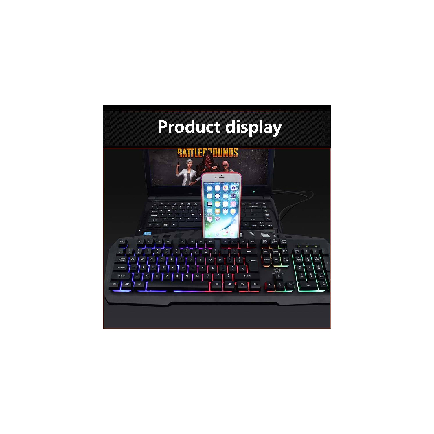 Colorful backlit gaming keyboard waterproof, gold panel competitive internet cafe exclusive computer USB wired mechanical keyboard, black