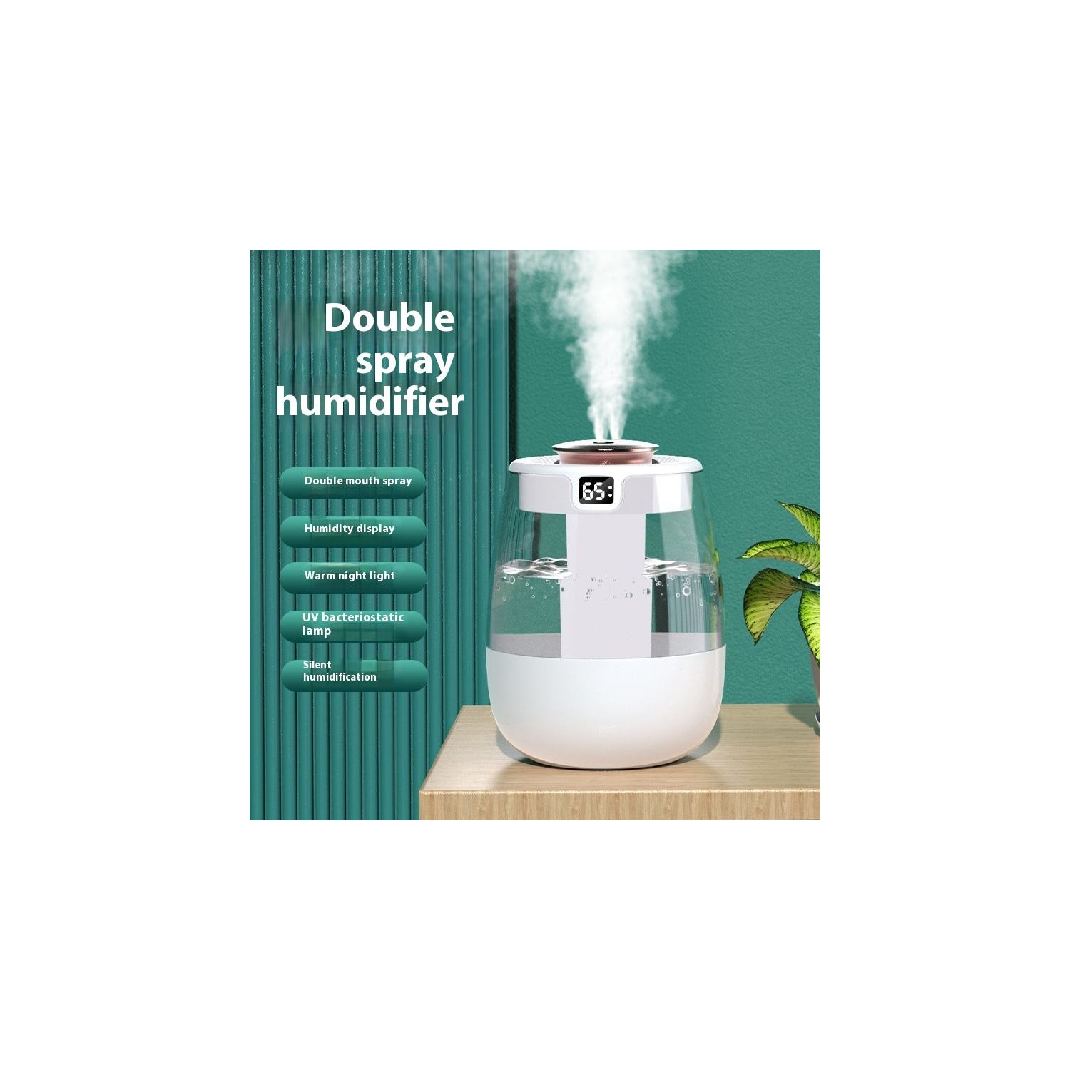 Humidificateur grand vaporisateur, petit humidificateur USB de bureau pour la maison, utilisation à la maison, affichage numérique humidité, double