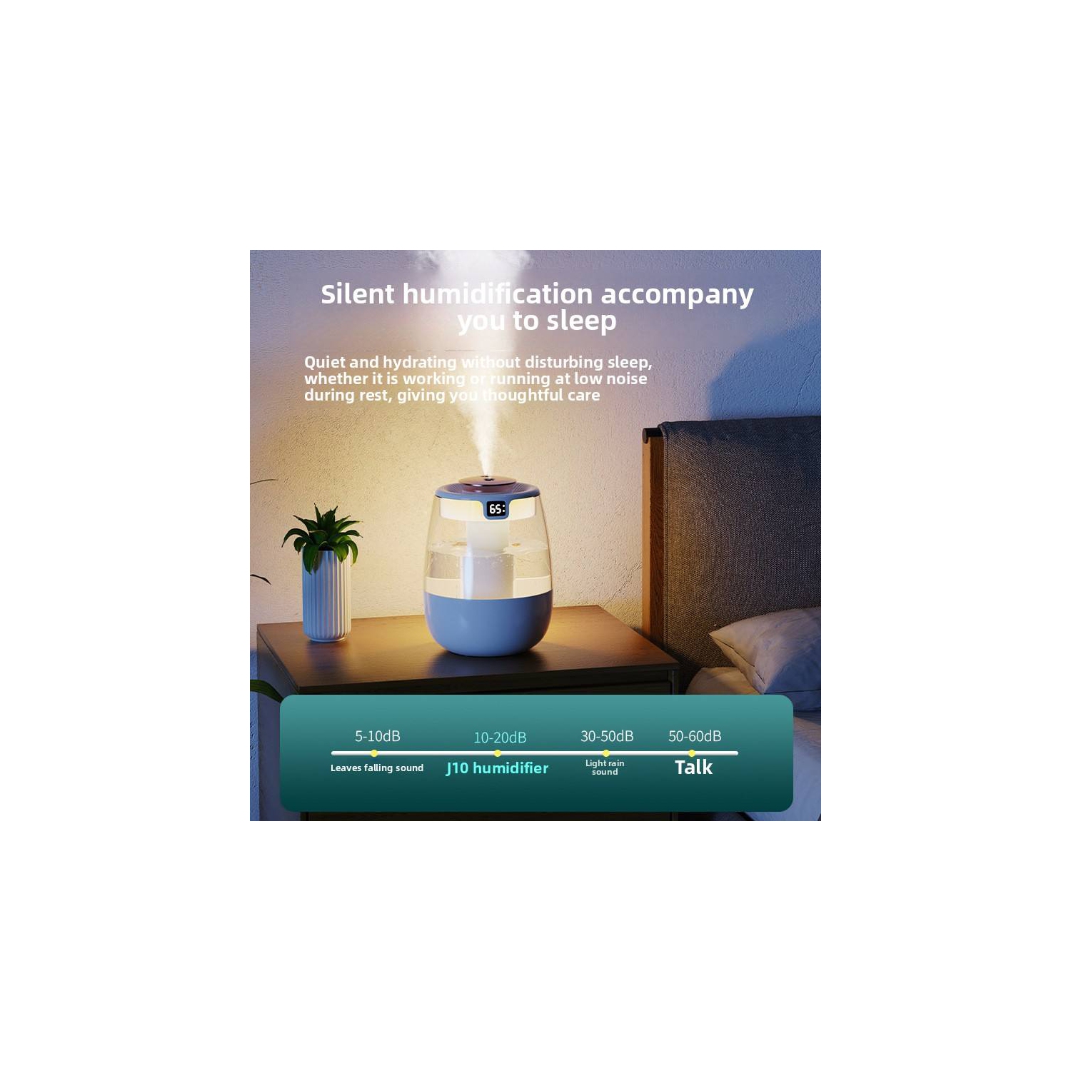 Humidificateur grand vaporisateur, petit humidificateur USB de bureau pour la maison, utilisation à la maison, affichage numérique humidité, double