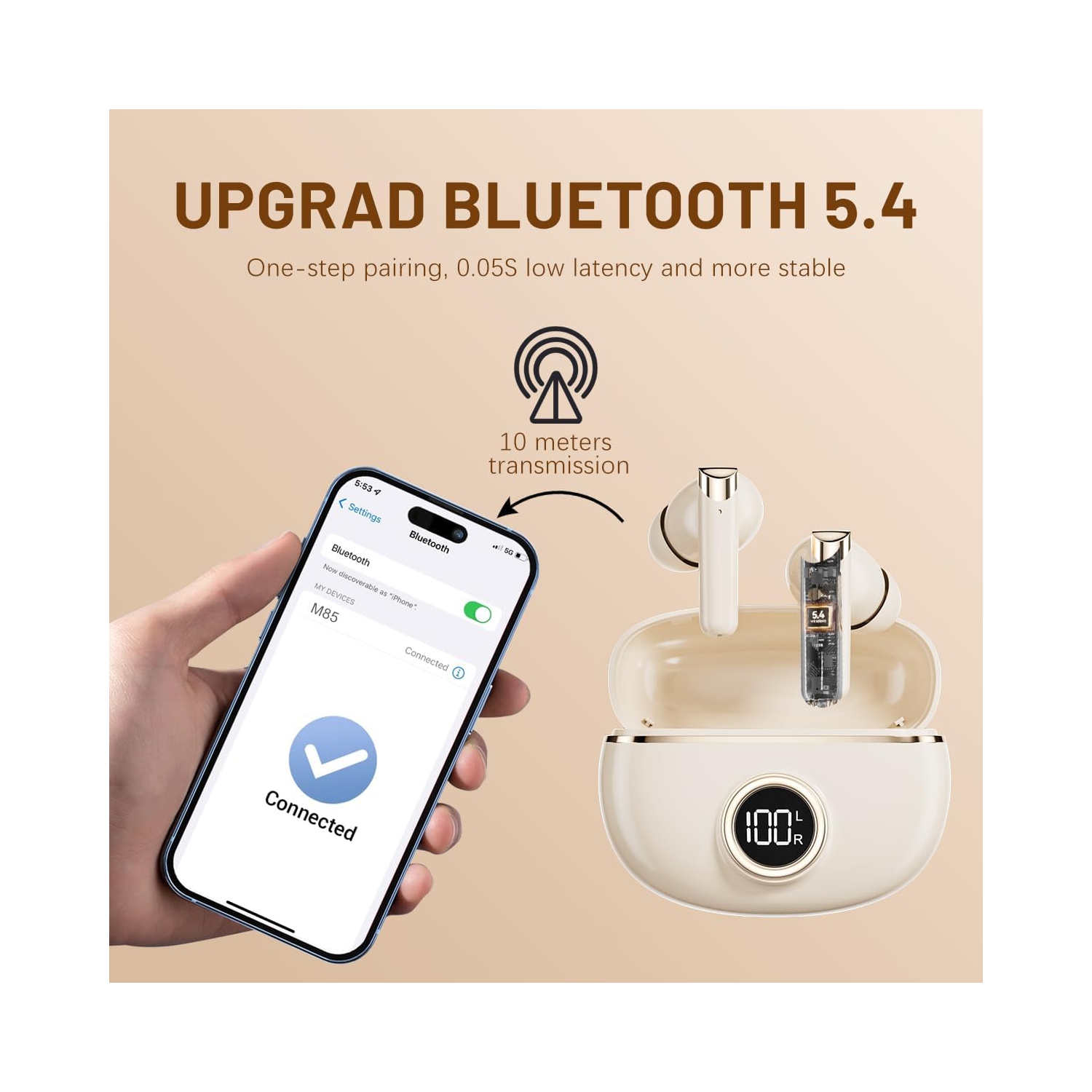 Nouveau casque Bluetooth, réduction du bruit intra-auriculaire sans fil, longue autonomie, qualité sonore élevée, modèle privé, écran LED, couleur de