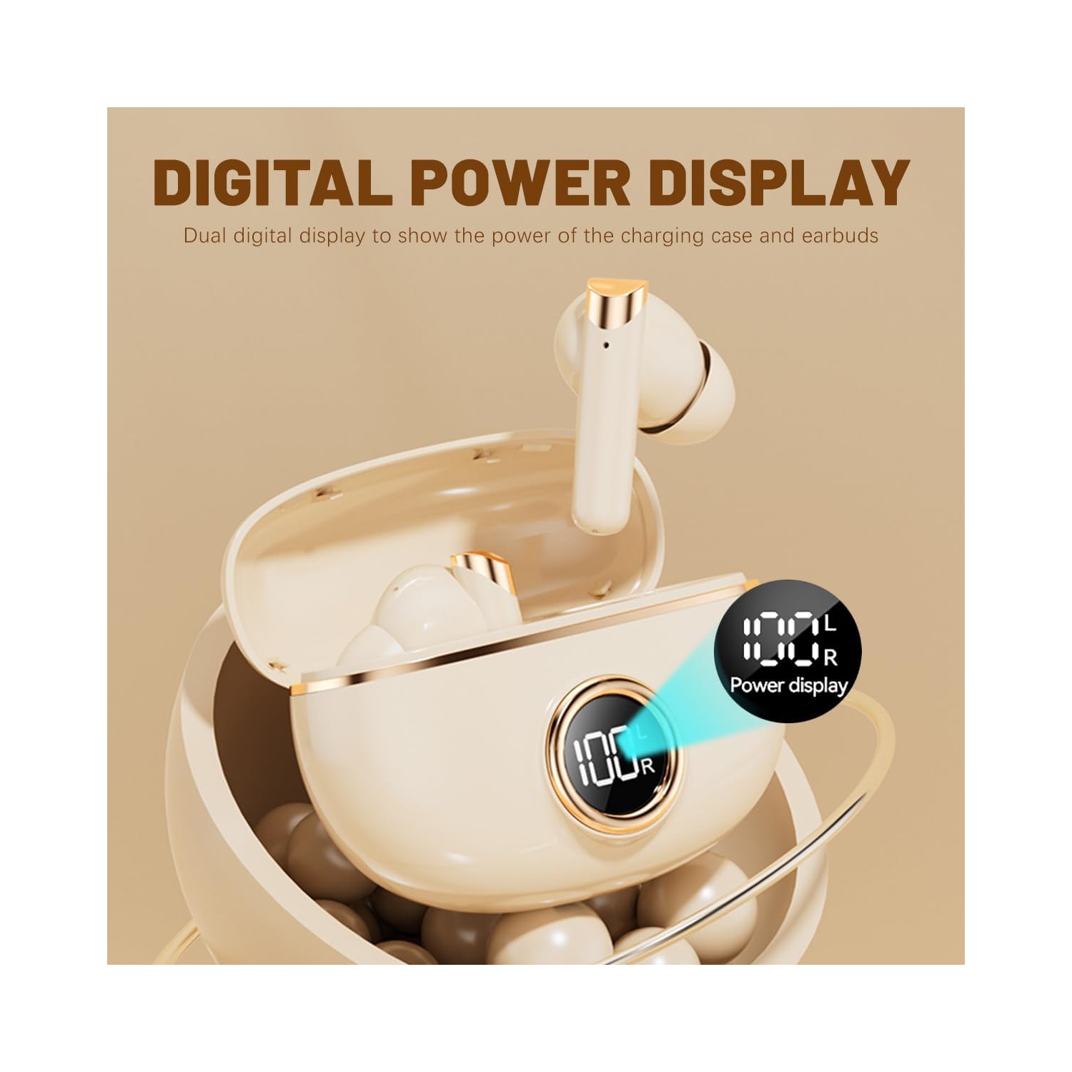 Nouveau casque Bluetooth, réduction du bruit intra-auriculaire sans fil, longue autonomie, qualité sonore élevée, modèle privé, écran LED, couleur de