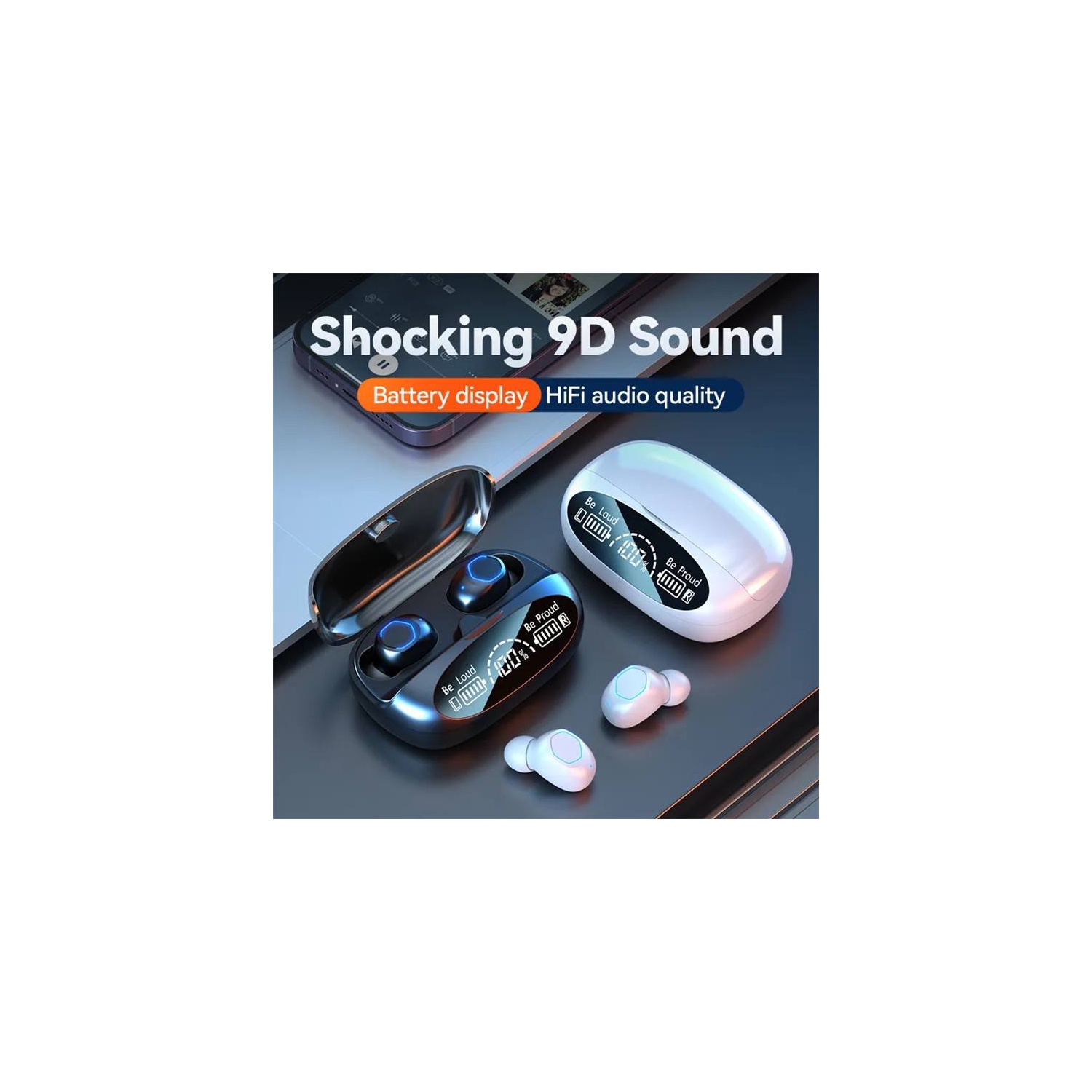 Popular Bluetooth headset, in-ear ultra-long battery life, large power, digital display, noise reduction headset, display noise reduction, sports