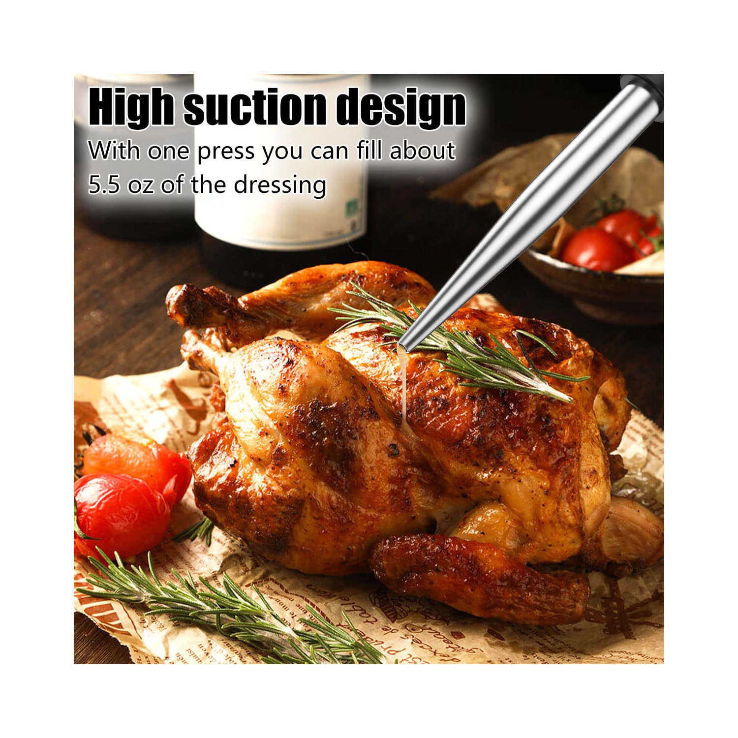 Stainless Steel Turkey Baster Syringe, Turkey Baster for Cooking, Large Turkey Baster Meat Baster for Kitchen Cooking