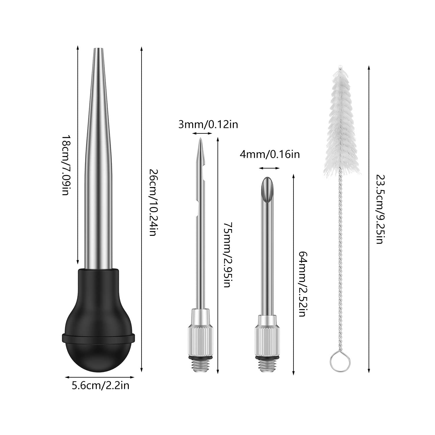 Stainless Steel Turkey Baster Syringe, Turkey Baster for Cooking, Large Turkey Baster Meat Baster for Kitchen Cooking