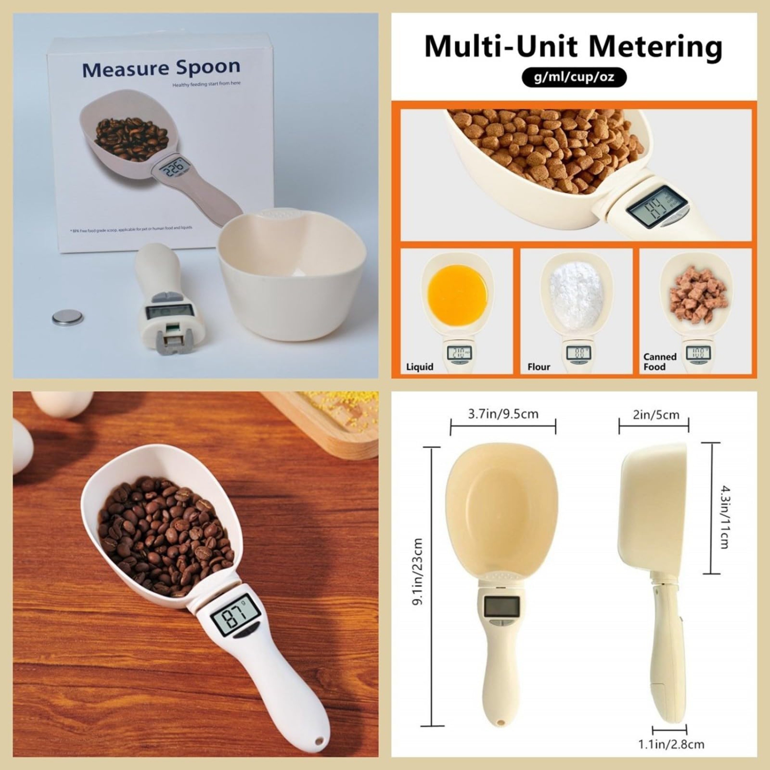 Food Measuring Scoop Scale Digital Measuring Spoon, Electronic Measuring Scoop, Kitchen Scale Weighing Spoon with LCD Screen Display for Home Kitchen