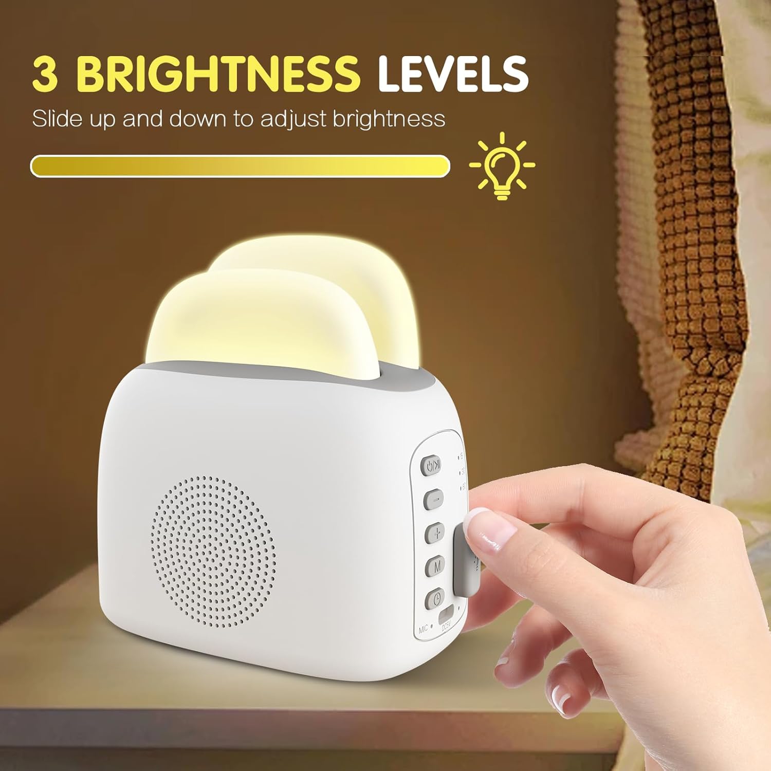 Veilleuse à bruit blanc de bébé 3 en 1 avec haut-parleur Bluetooth, minuterie, appareil sonore de lampe de chevet multifonction pour chambre à coucher