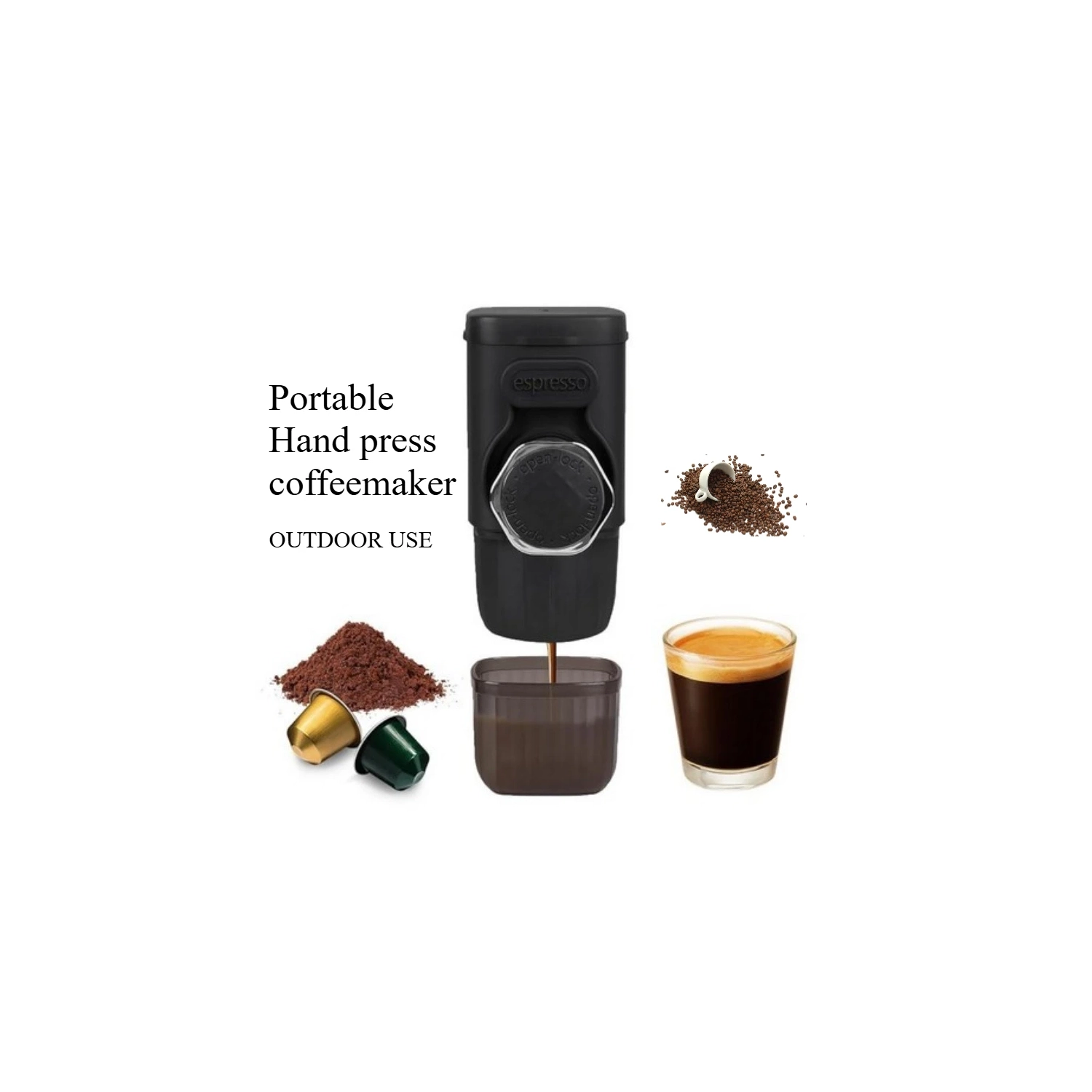 Portable Espresso Maker Mini Manual Espresso Machine, 15 Bar Small Travel Coffee Machine Perfect Gifts for Camping Picnic Hike