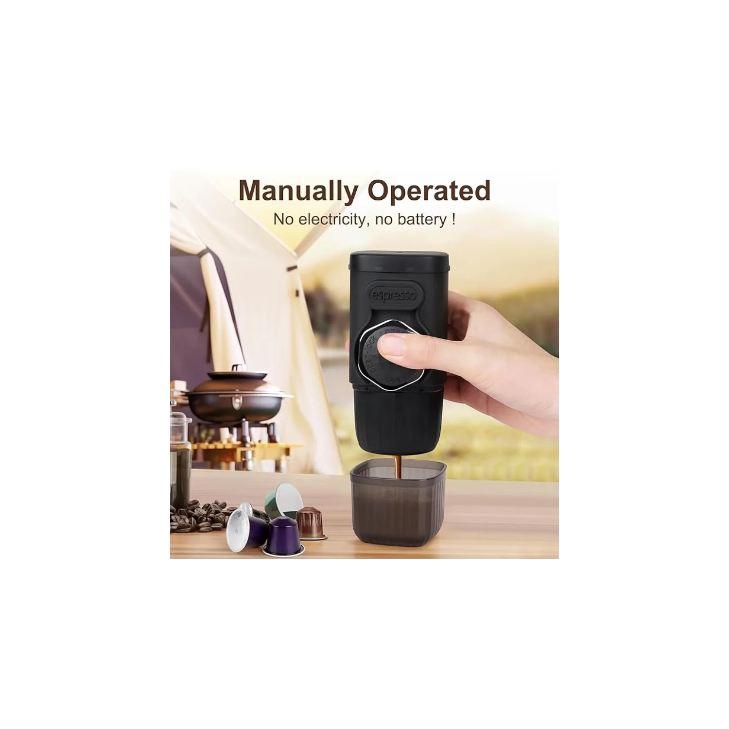 Portable Espresso Maker Mini Manual Espresso Machine, 15 Bar Small Travel Coffee Machine Perfect Gifts for Camping Picnic Hike