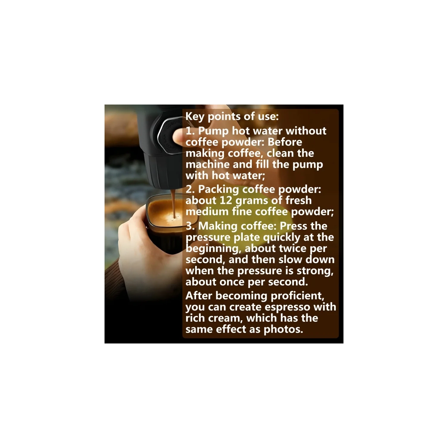 Portable Espresso Maker Mini Manual Espresso Machine, 15 Bar Small Travel Coffee Machine Perfect Gifts for Camping Picnic Hike